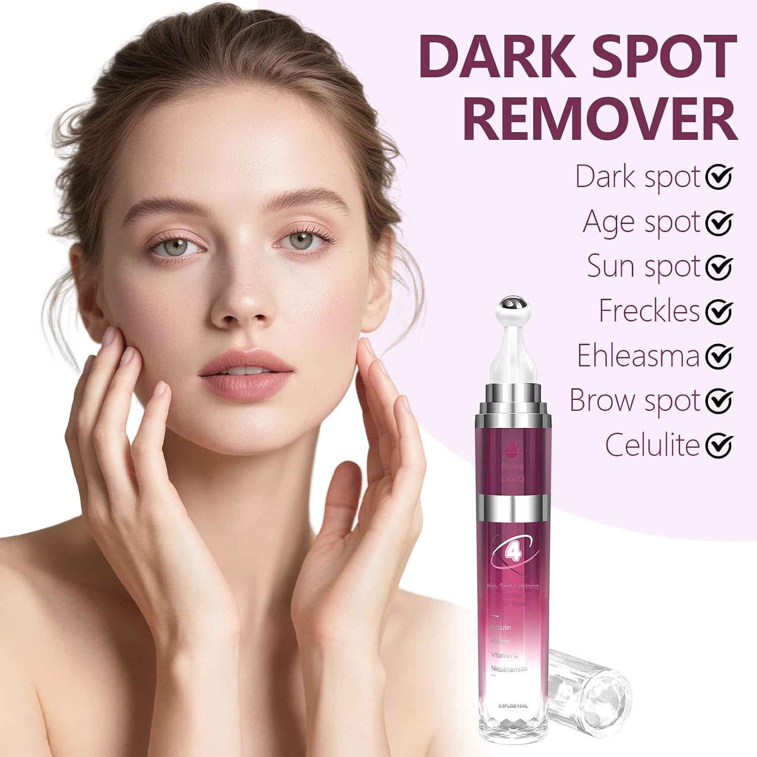 Dark Spot Remover for Face with 360° Roller Massage Ball. Dark Spot Corrector Serum for face. Fade Sun Spot Age Spot Brown Spot for All Skin Types. 0.7 fl. oz : Beauty & Personal Care