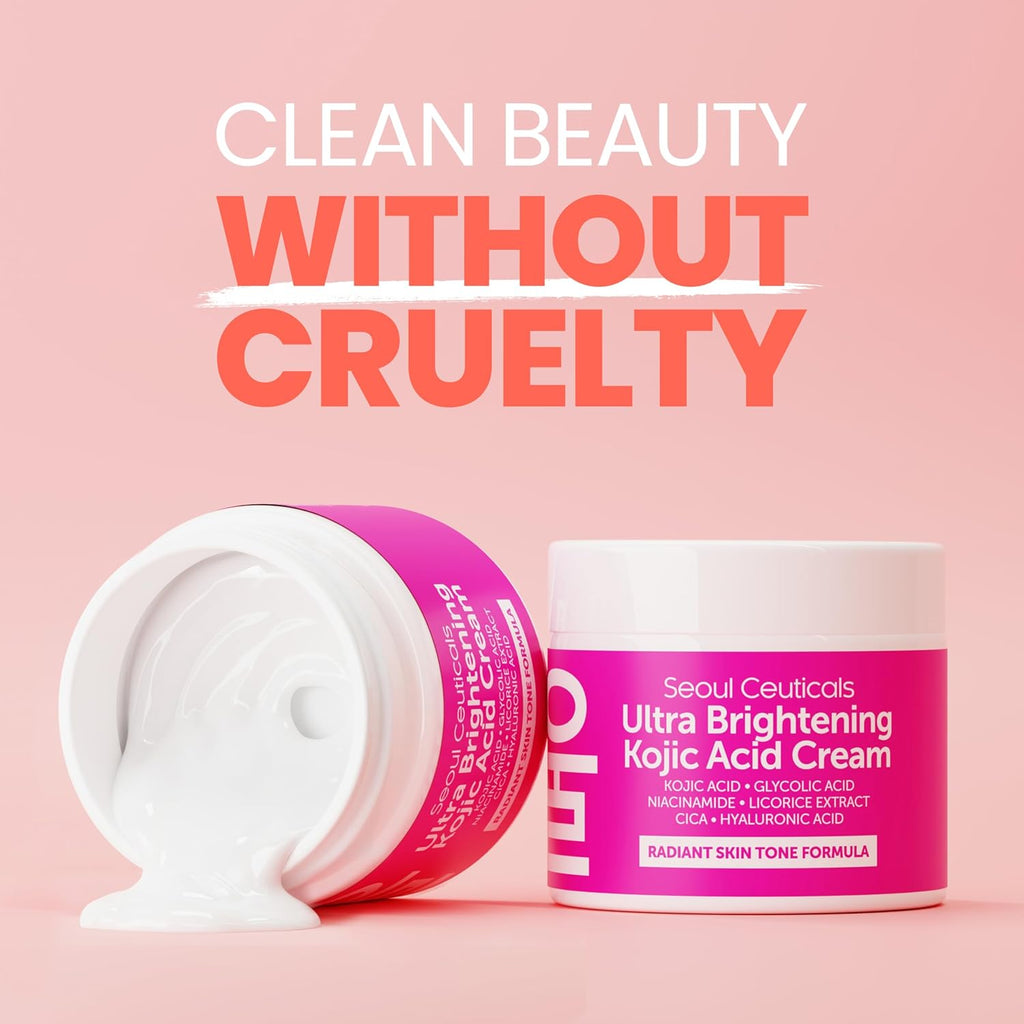SeoulCeuticals Korean Kojic Acid Cream Dark Spot Remover - Also Contains Glycolic Acid. Niacinamide. Licorice Extract. Cica. Hyaluronic Acid 2oz : Beauty & Personal Care