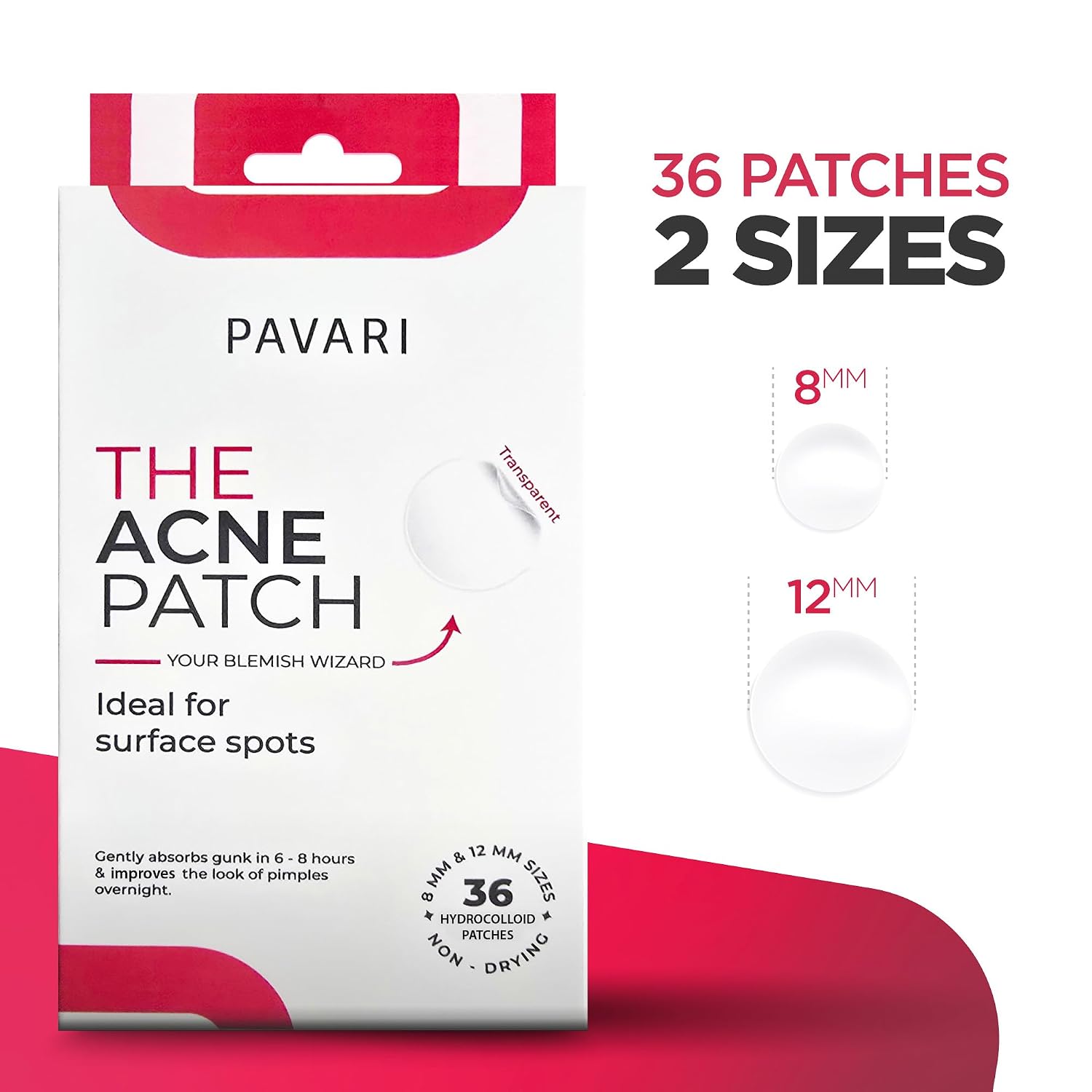 Pavari Acne Patches - Transparent Pimple Patch for Face |Treatment for Zits and Blemishes | Hydrocolloid Acne Patch | Breakout Spot Treatment | (36 Count) : Beauty & Personal Care