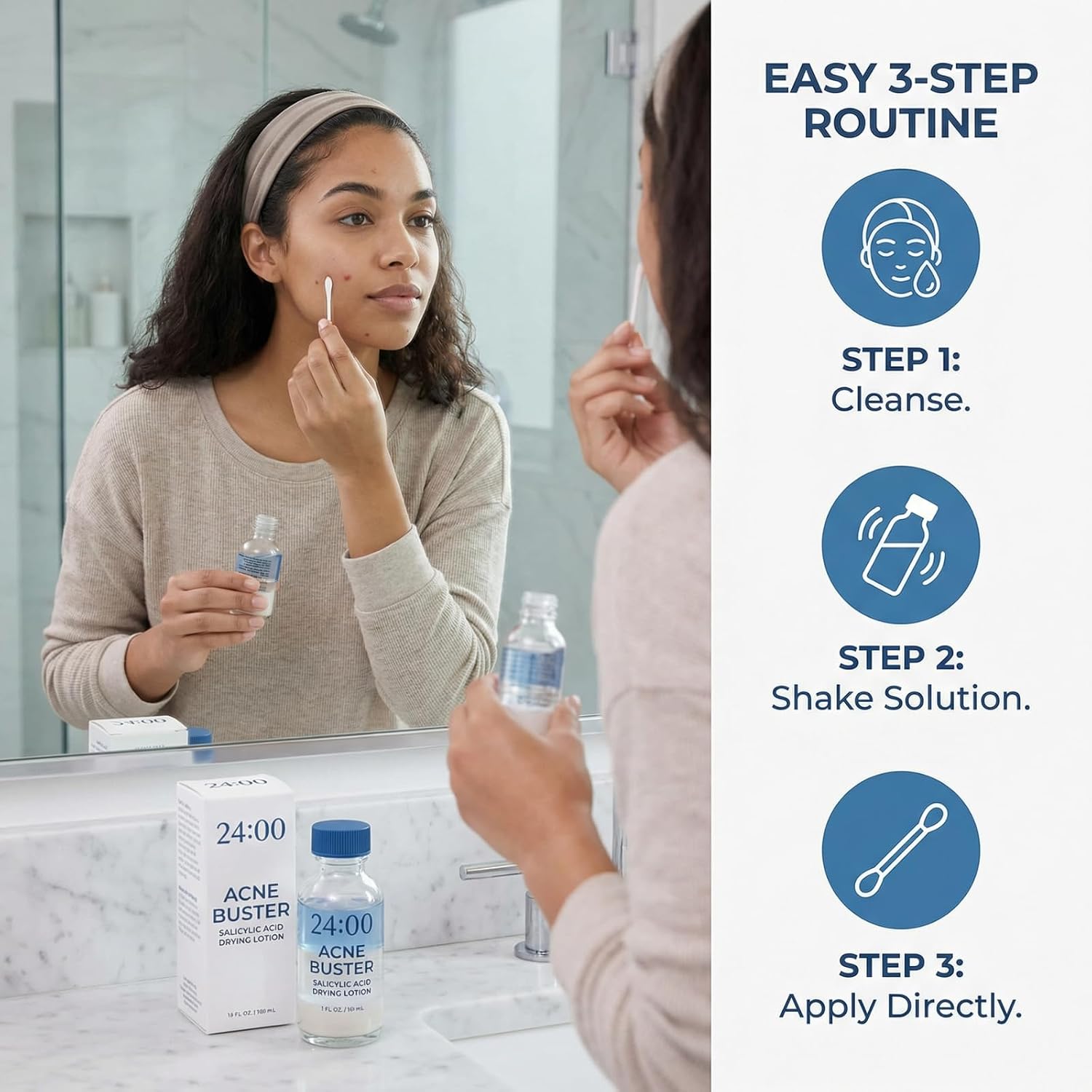 Acne Buster Salicylic Acid Drying Lotion. Pimple Spot Treatment for Acne and Blackheads. Fast Drying Facial Blemish Care with Cotton Swabs. Lightweight Oil Control Skin Care Solution 10ml (1pcs)