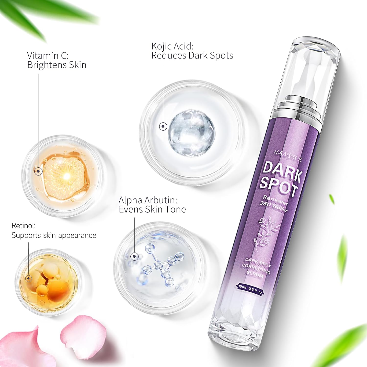 Dark Spot Remover for Face and Body. Dark Spot Corrector Serum. Age Spot Sun Spot Freckles Brown Spot Remover. Melasma Treatment for Face. Skin Care Serum with Roller : Beauty & Personal Care