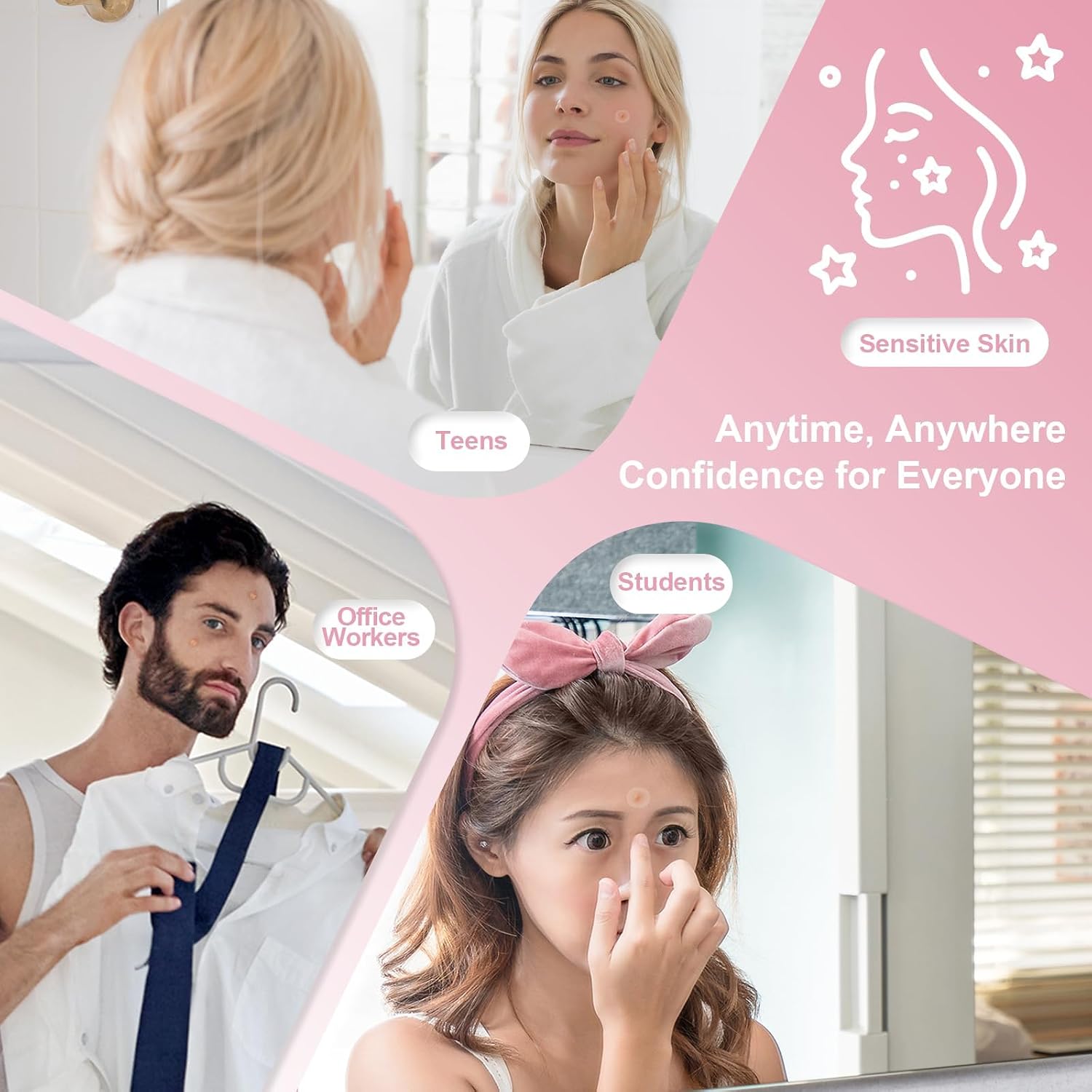 Pimple Patches Set with Microdart Style & Hydrocolloid Patches – 3-Step Blemish Care Kit for Clearer-Looking Skin. Zit Patches for Face. Includes Hygiene Tools