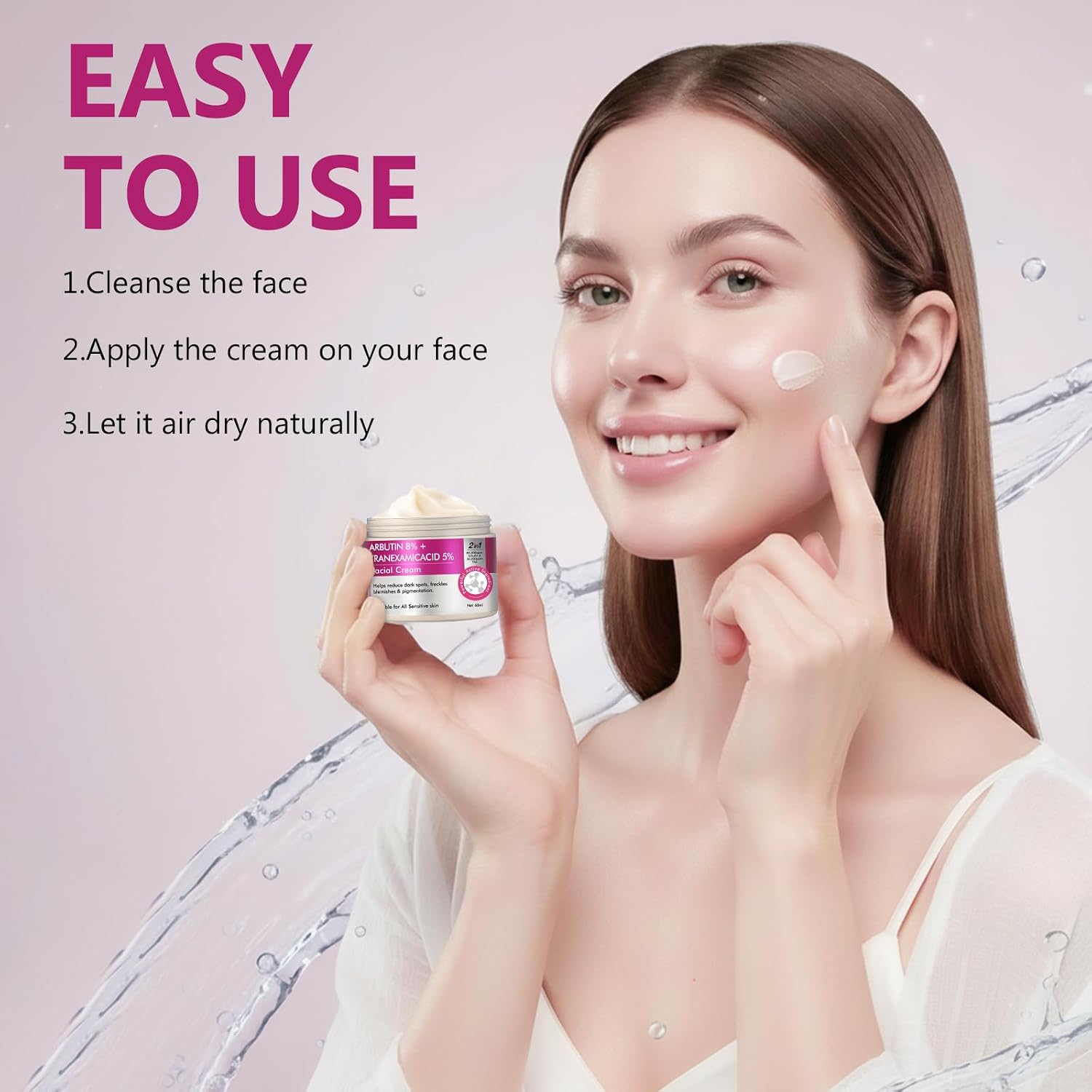 AiRunTech Arbutin 8% & Tranexamic Acid 5% Cream. Help Fade Dark Spots. Freckles. Blemishes. and Pigmentation. Firm and Moisturize the skin 60ML