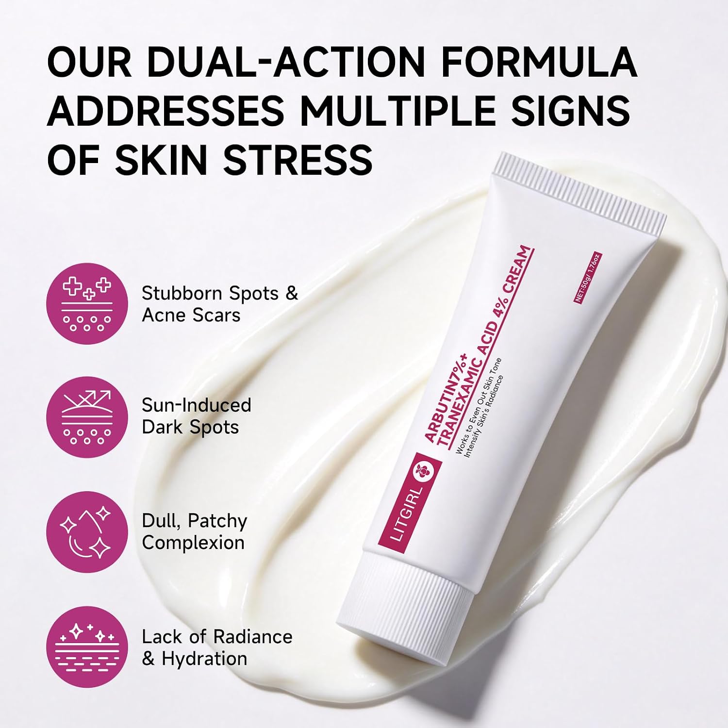 Arbutin Cream 7% + Tranexamic Acid 4%. Dark Spot Corrector for Face & Body. Arbutin 7.0+ Txa 4.0 Cream for Dull & Uneven Skin Tone. Hydrating Non-Irritating Moisturizer Face Cream for Women. 1.76 oz : Beauty & Personal Care