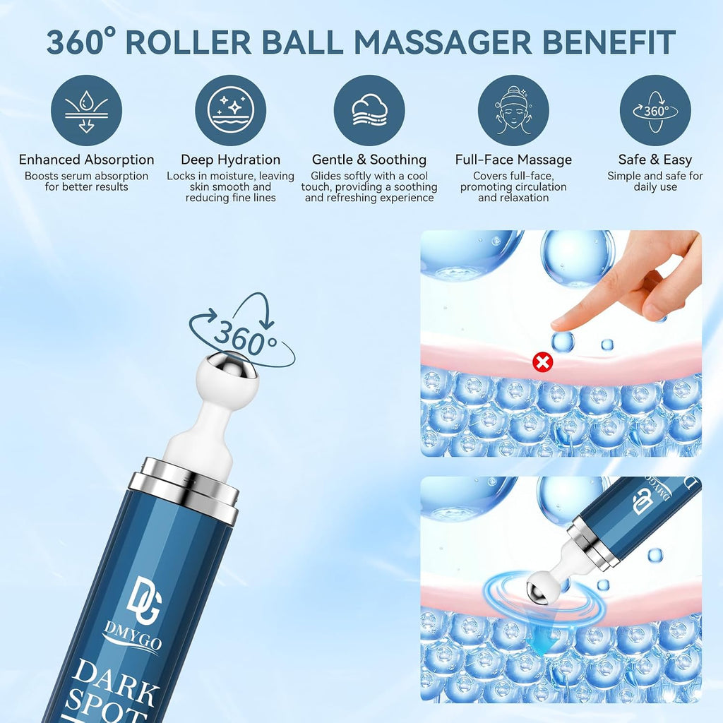 Dark Spot Remover for Face and Body. Dark Spot Corrector Serum. Melasma. Age Spot & Freckles Remover. Skin Care Serum for Uneven Skin Tone with 360° Roller Massage Ball