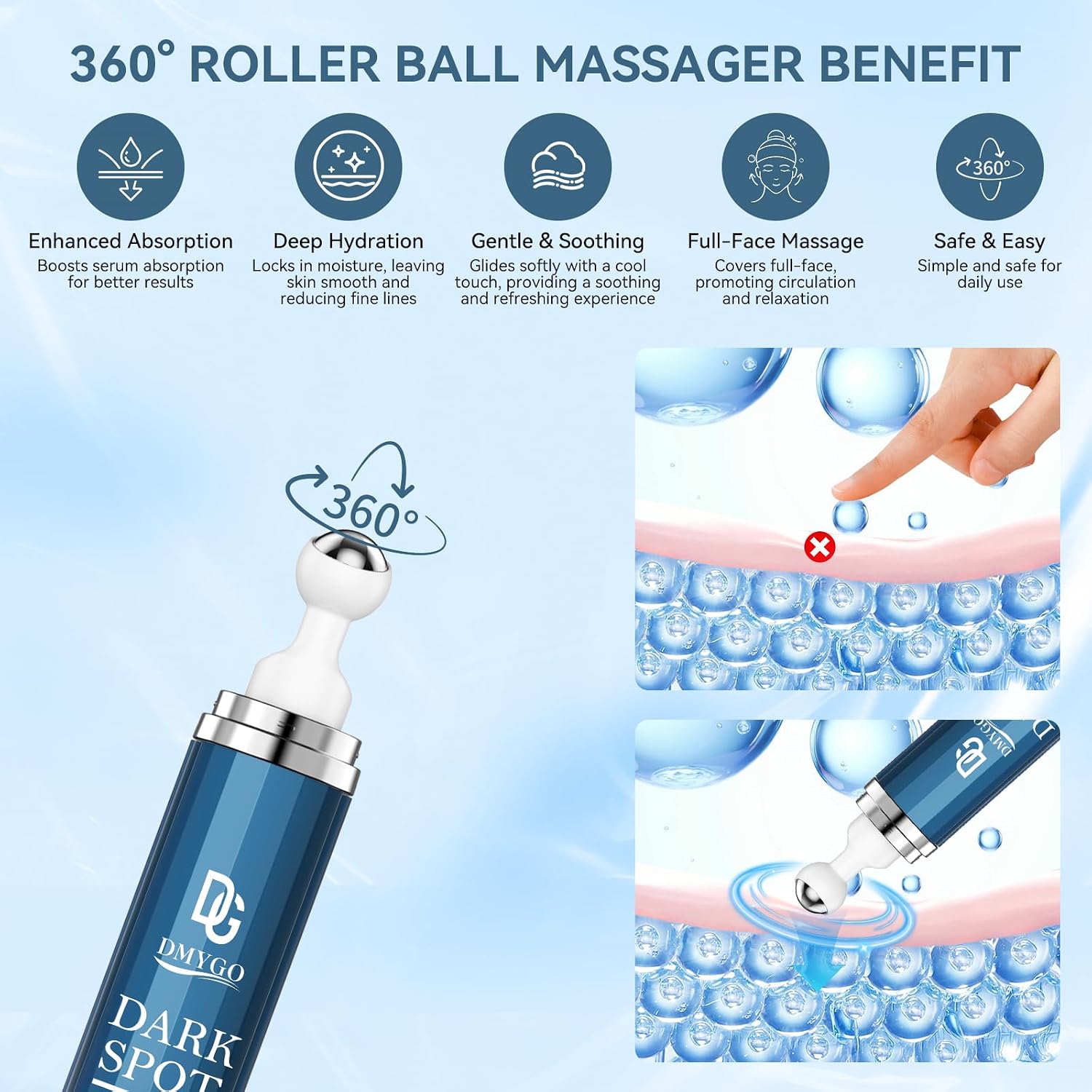 Dark Spot Remover for Face and Body. Dark Spot Corrector Serum. Melasma. Age Spot & Freckles Remover. Skin Care Serum for Uneven Skin Tone with 360° Roller Massage Ball