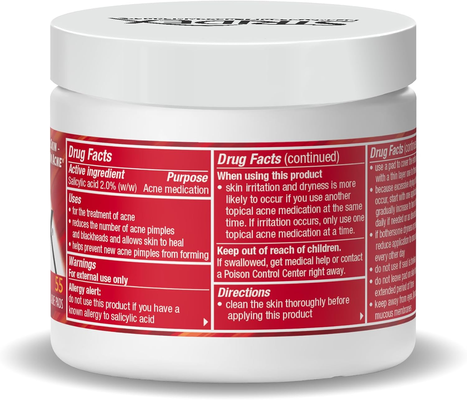 Stridex Medicated Acne Pads. Maximum. 55 Count – Facial Cleansing Wipes. Alcohol Free. Acne Treatment for Face. For Moderate Acne. Smooth Application : Beauty & Personal Care