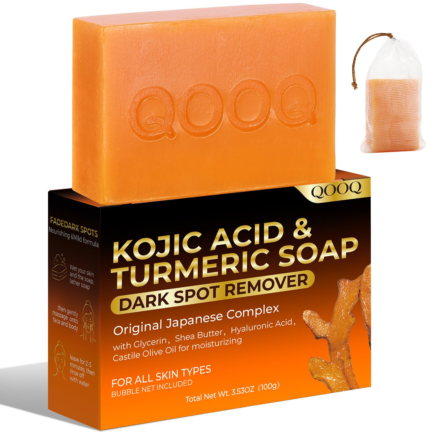 Kojic Acid Soap for Dark Spots Remover – Facial Cleansing Bar with Vitamin C. Retinol. Collagen. Vitamin E. Glycerin. Shea Butter & Castile Olive Oil – Soap for Women & Men (120g x 2)
