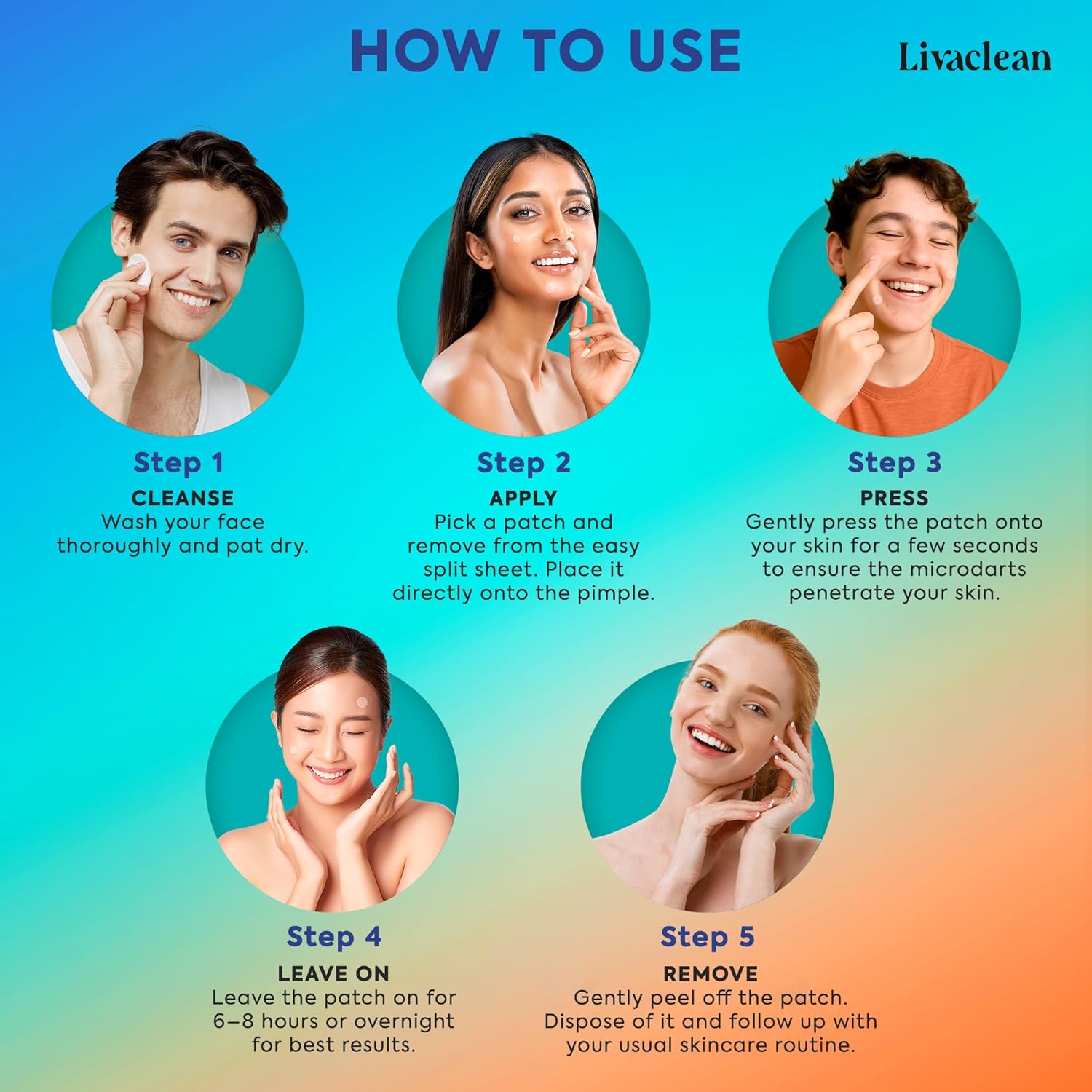 LivaClean 18 CT Microdart Acne Patch – Pimple Patches with Salicylic Acid & Tea Tree Oil – Dark Spot Patches for Face. Blemish Dots. Deep Pimple Patch. Salicylic and Hyaluronic Acid