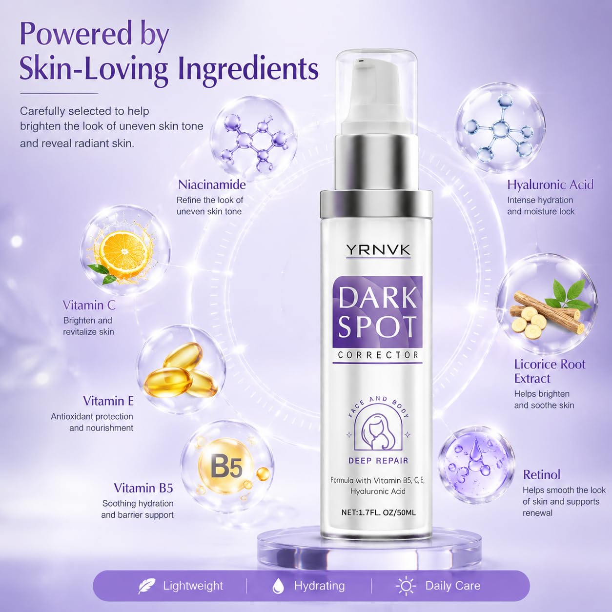 Dark Spot Remover for Face & Body. Brightening Serum with Vitamin C & Hyaluronic Acid. Corrector for Age Spots. Melasma & Freckles. Hyperpigmentation Treatment for Women & Men 1.70 FL OZ : Beauty & Personal Care