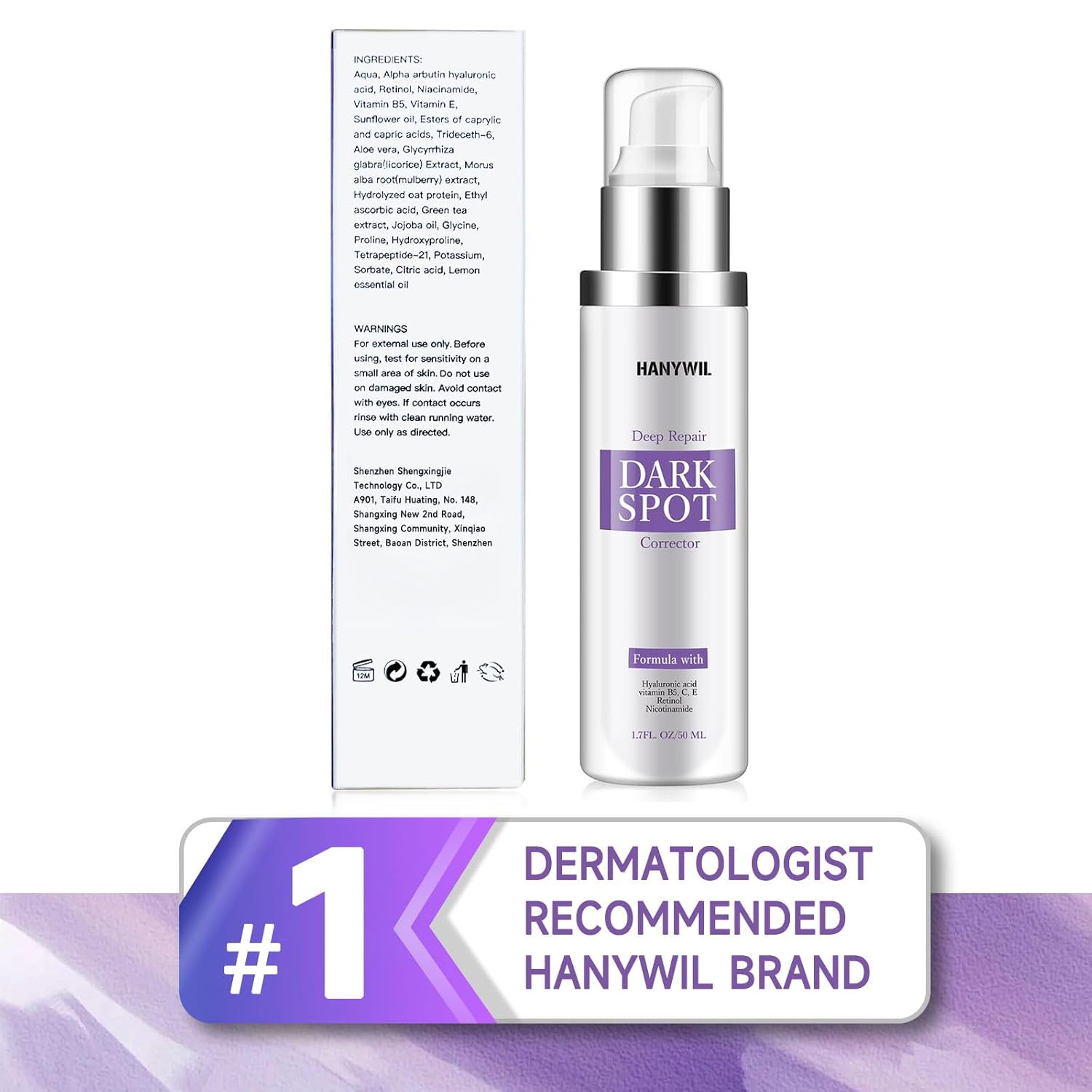 HANYWIL Dark Spot Remover for Face & Body Serum - 2% Retinol + 5% Niacinamide + Vitamin C for Face & Body. Melasma & Hyperpigmentation Treatment.Dermatologist Tested