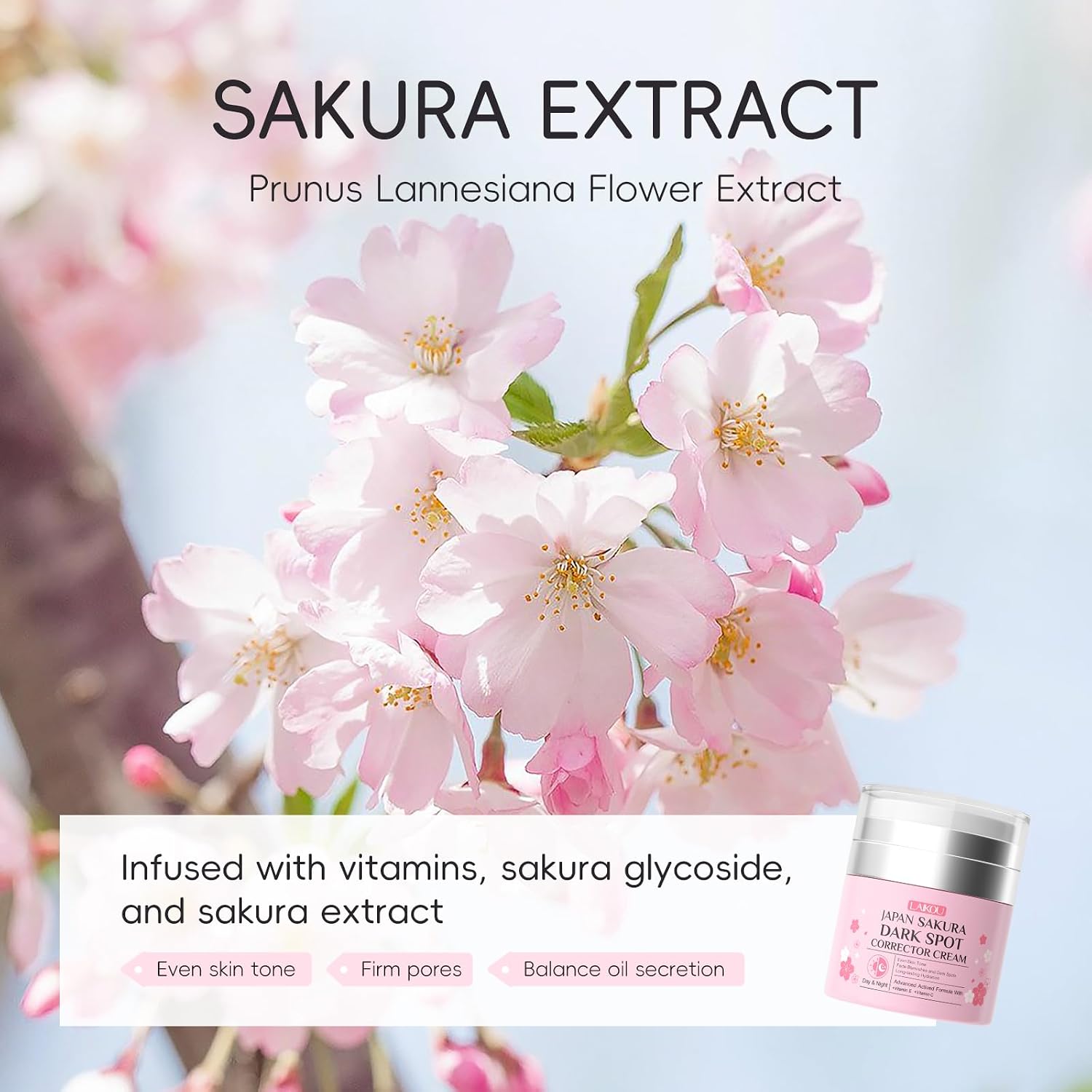 Sakura Dark Spot Remover for Face. Dark Spot Corrector. Day & Night Face Cream Helps Reduce Dark Spots. Fine Lines for Women All Skin Types 50g / 1.76oz
