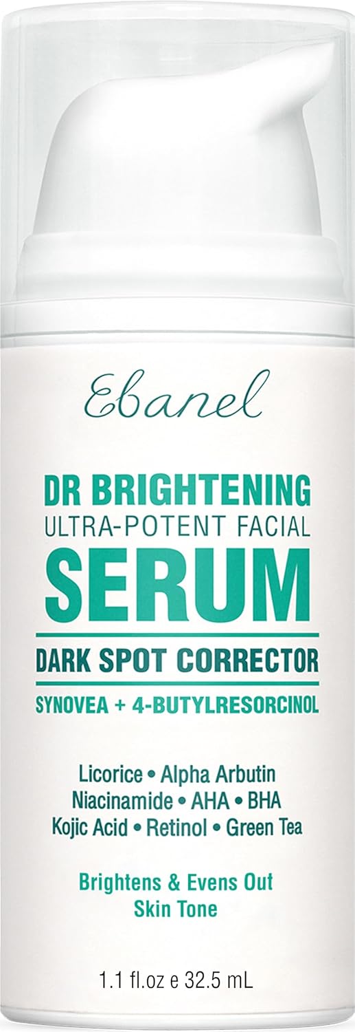 Ebanel Dark Spot Remover for Face & Body. Brightening Serum with Synovea HR. Alpha Arbutin. Niacinamide. Kojic Acid. Dark Spot Corrector for Hyperpigmentation. Discoloration. Melasma and Age Spots