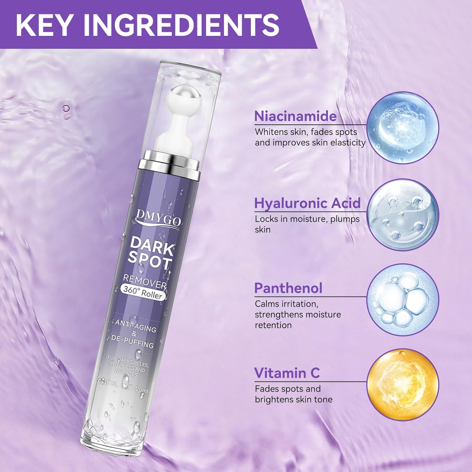 Dark Spot Remover for Face Body and Hands. Dark Spot Corrector for Melasma Age Spot Sun Spot. Brown Spot Remover for Women and Men with 360° Roller