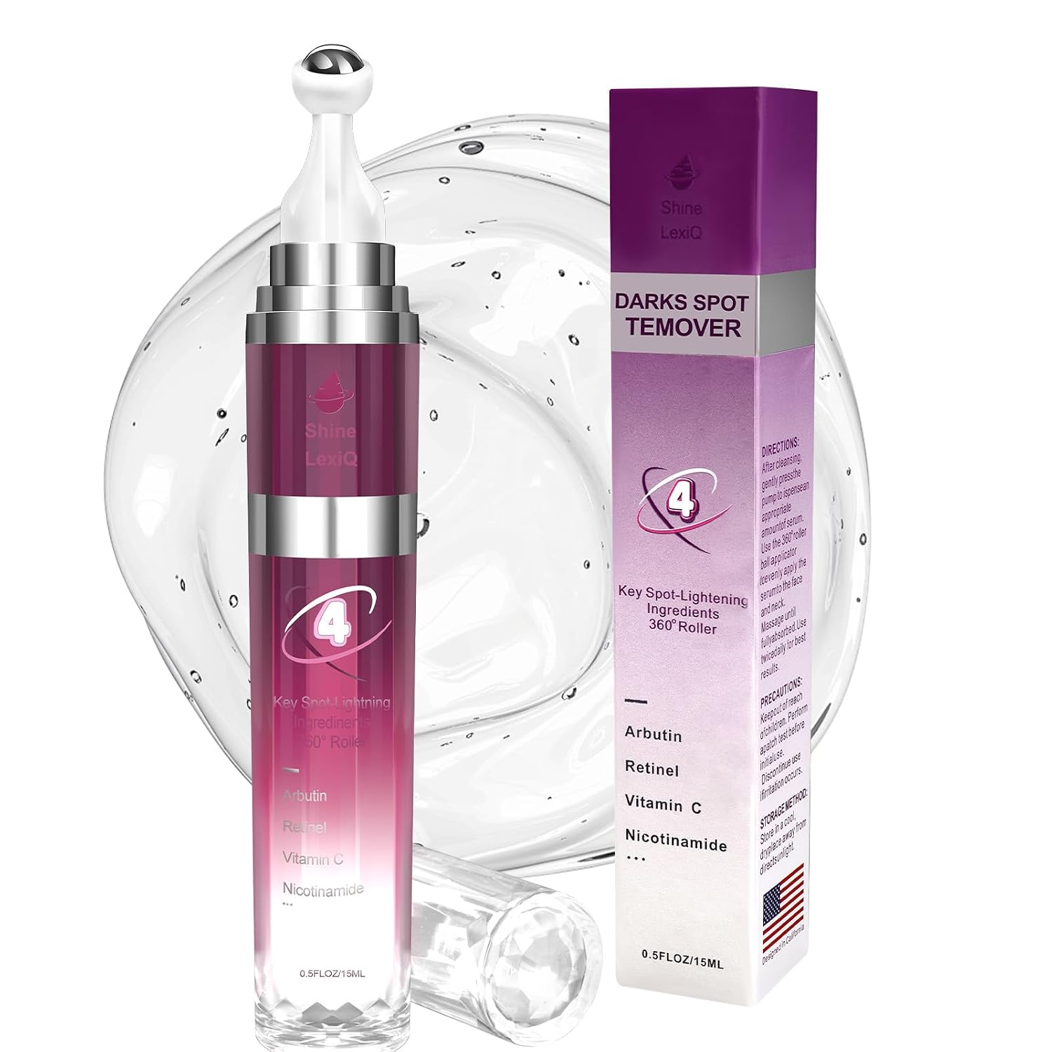 Dark Spot Remover for Face with 360° Roller Massage Ball. Dark Spot Corrector Serum for face. Fade Sun Spot Age Spot Brown Spot for All Skin Types. 0.7 fl. oz : Beauty & Personal Care
