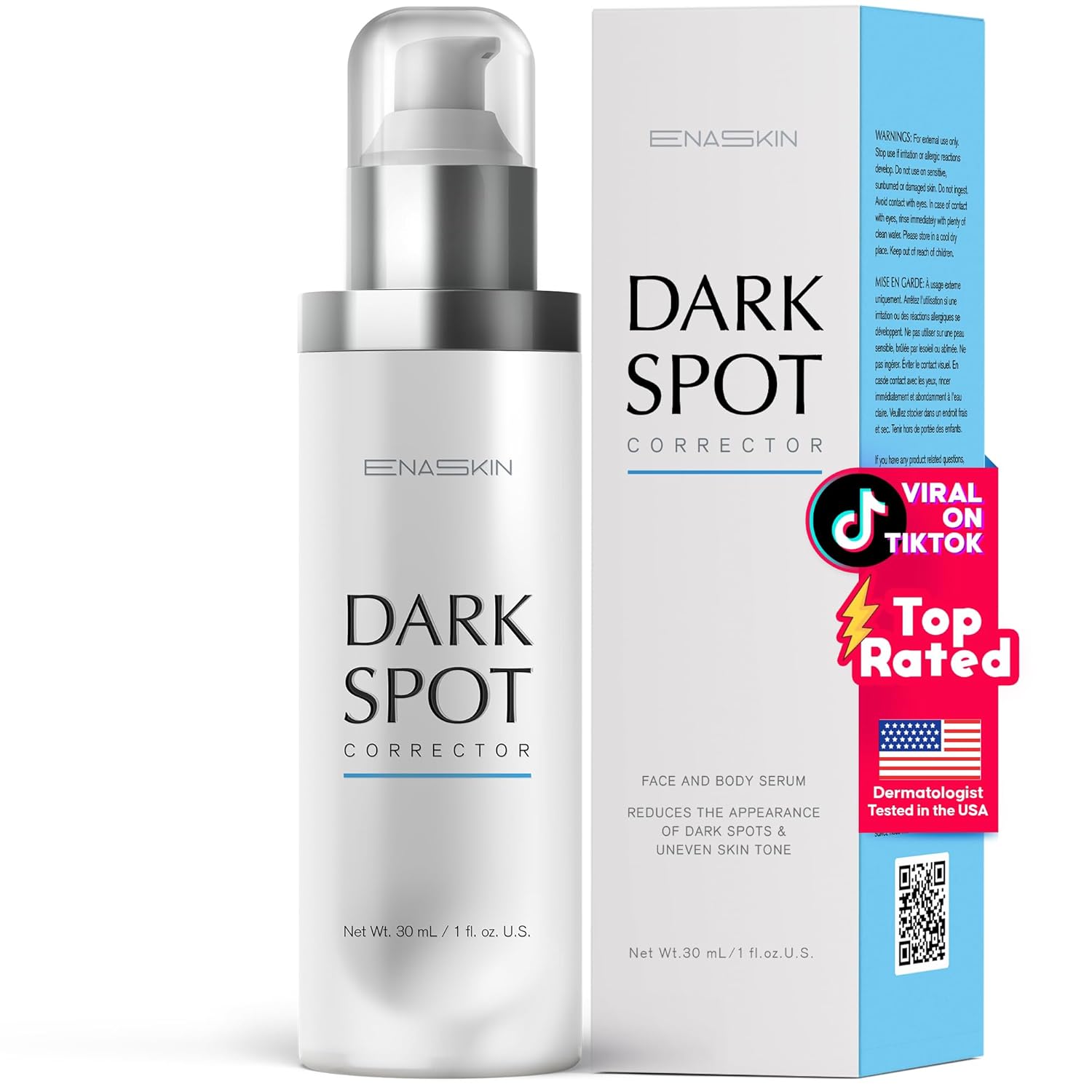 EnaSkin Dark Spot Corrector for Face & Body - 5% Tranexamic Acid. Niacinamide & Acid-Free Renewal Peptide - Hyperpigmentation. Melasma & Sun Spot Treatment. Gentle for Sensitive Skin. 1.01 fl oz : Beauty & Personal Care