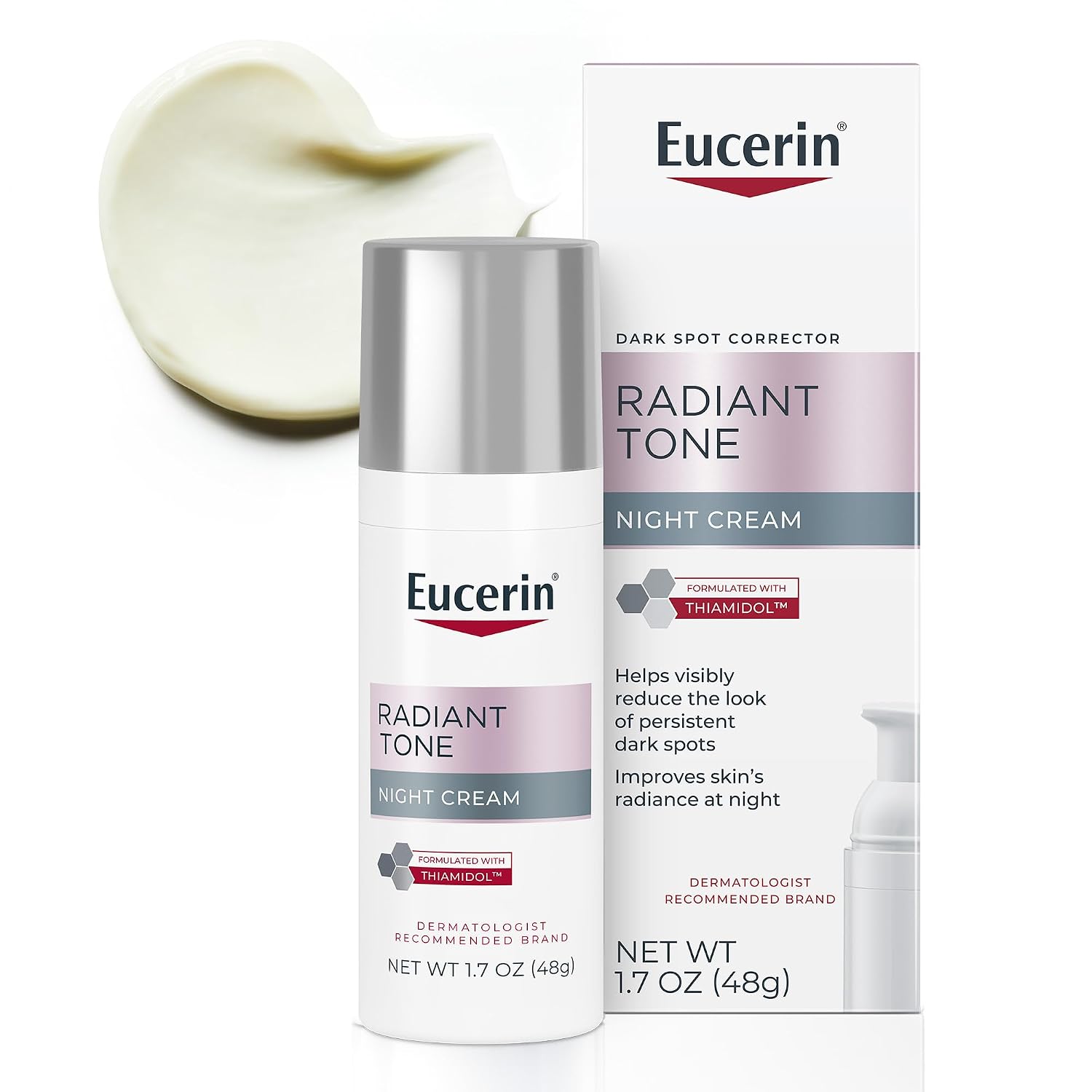Eucerin Radiant Tone Night Cream. Dark Spot Corrector with Thiamidol. Night Moisturizer for Face. All Skin Types. 1.7 Oz Bottle : Beauty & Personal Care