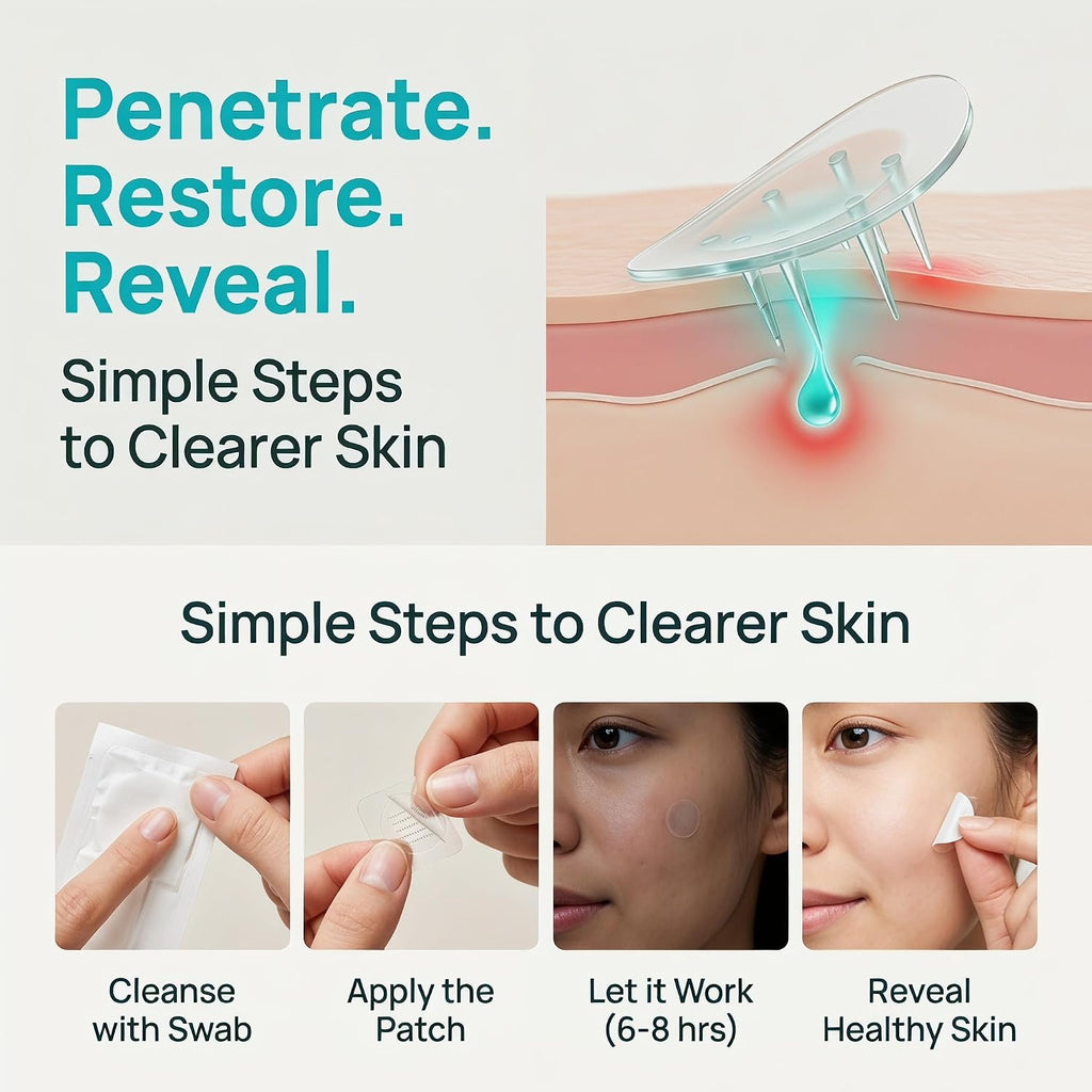 YIWMWIY Microdarts Pimple Patches for Face. Deep & Early-Stage Zit Care. 9 Count with Cleana Swab : Beauty & Personal Care