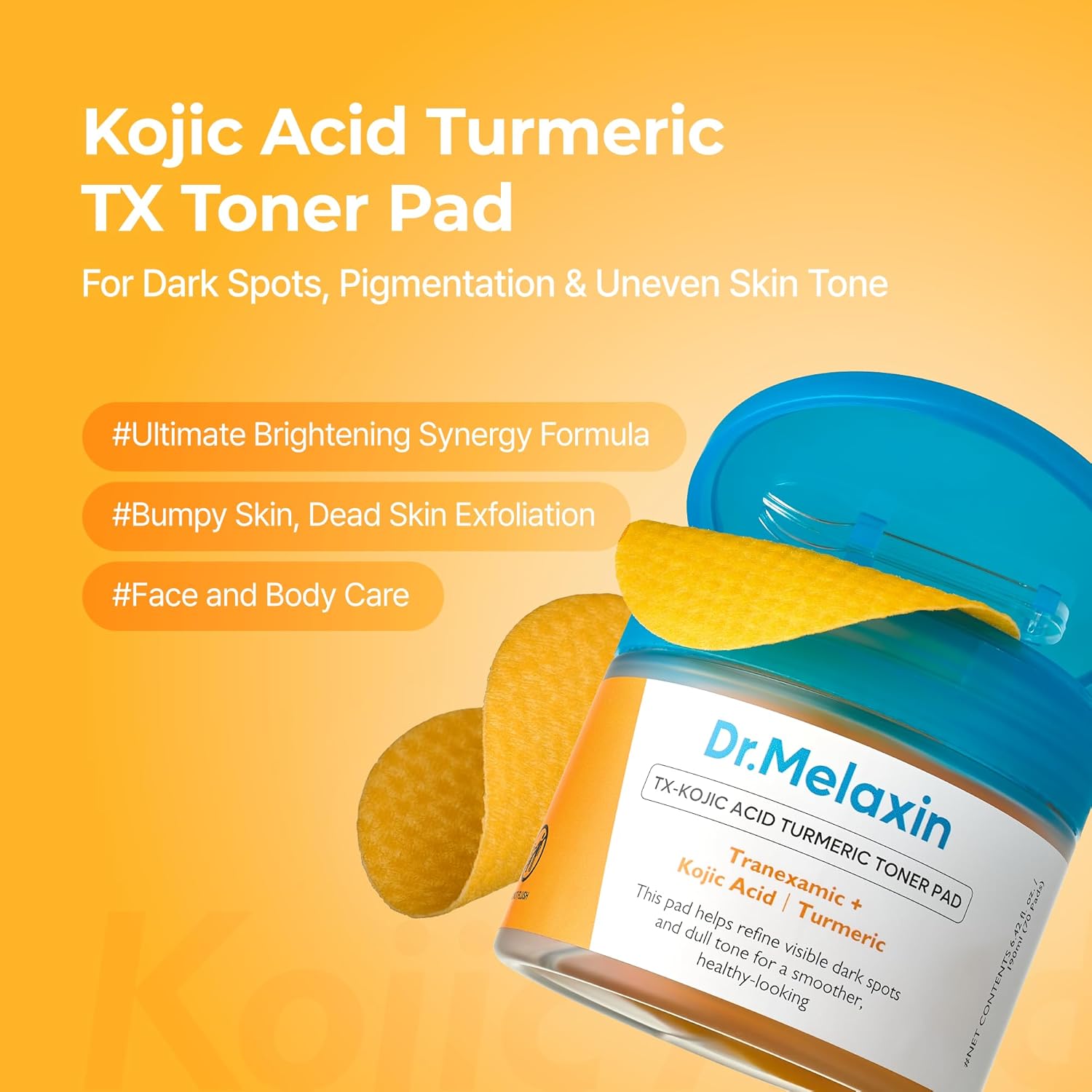 TX Kojic Acid Turmeric Toner Pads with Tranexamic Acid. Brightening Toner Pad for Pigmentation & Dark Spot Care. Gentle Keratin Care for Radiant Skin. Korean Skincare. 70 Sheets : Beauty & Personal Care
