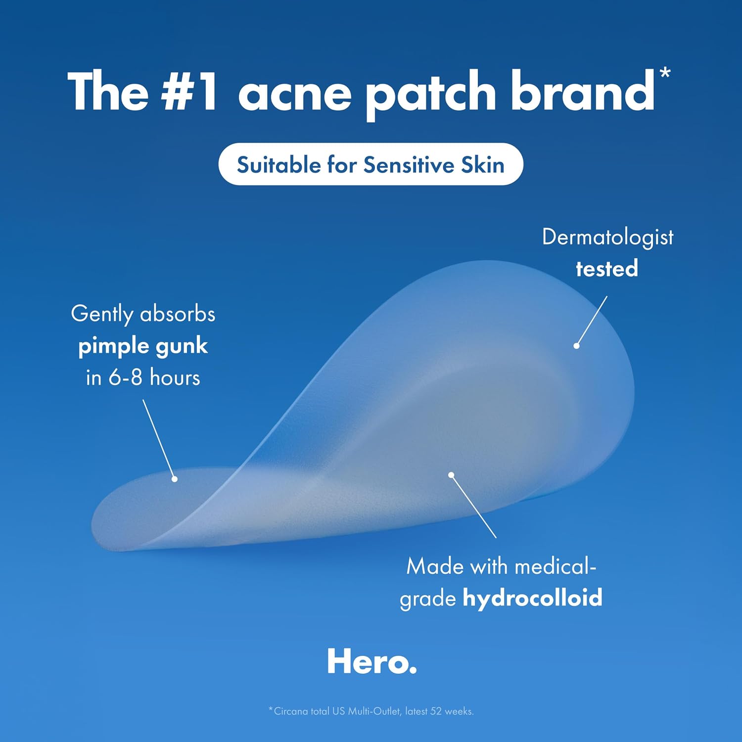 Mighty Patch™ Invisible+ Patch – The Barely-There Daytime Hydrocolloid Acne Pimple Patch for Covering Zits and Blemishes. Tapered Edges Designed to Blend Into Skin (72ct)