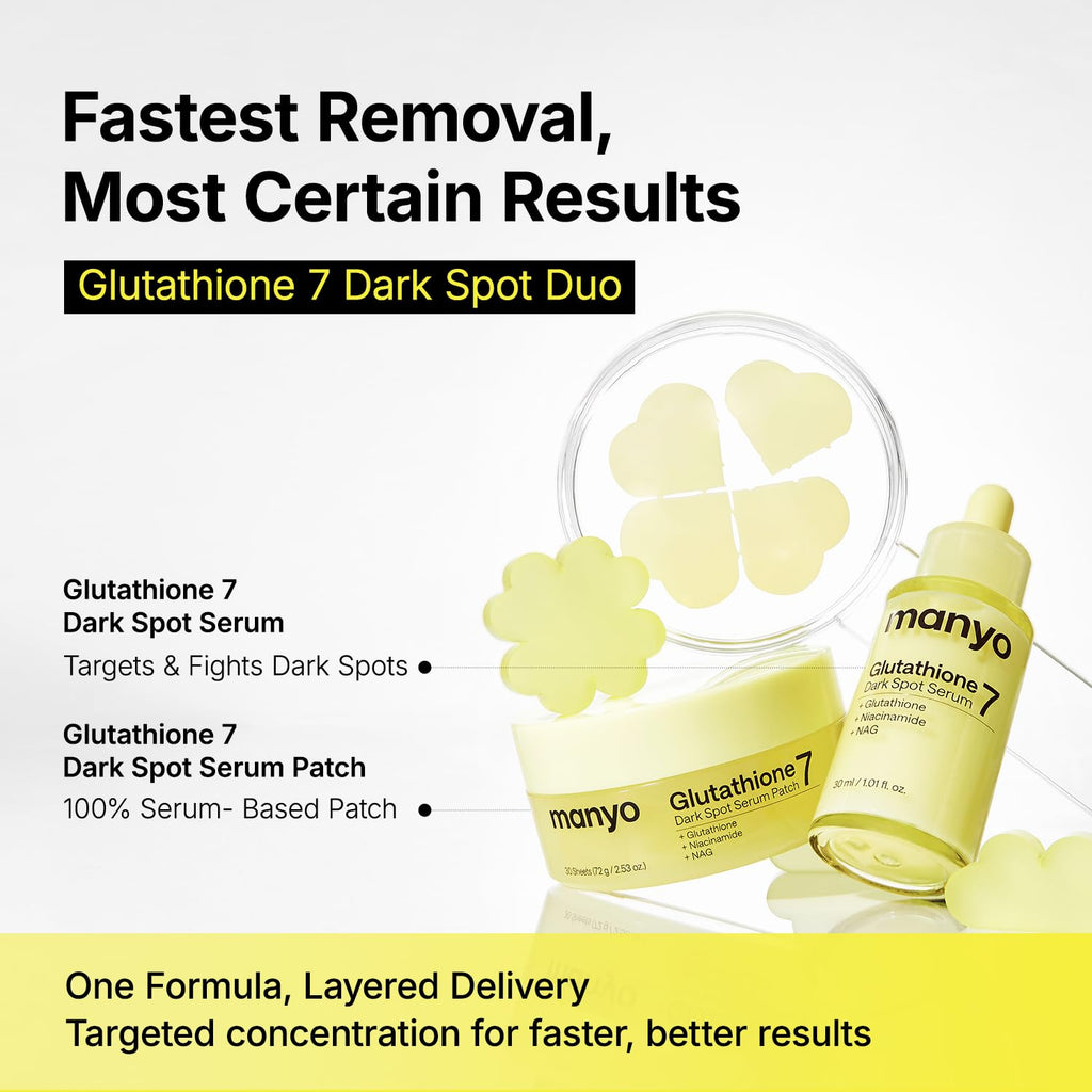MANYO Glutathione 7 Dark Spot Serum Patch. Gel Dark Spot Patches for Face. Uneven Skin Tone & Radiance Booster. Korean Skincare. 30 Count