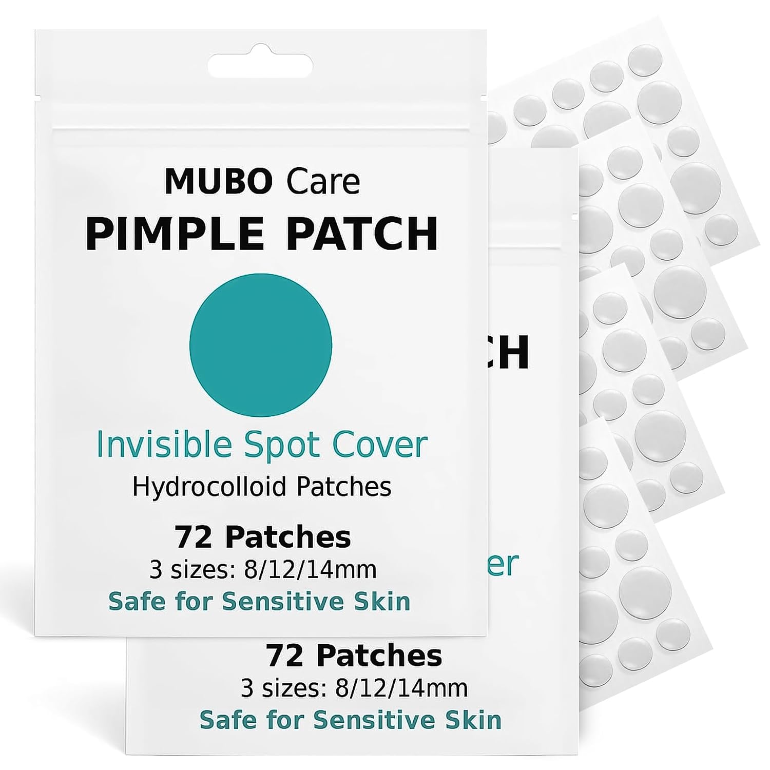 Mubo Care Pimple Patch – Hydrocolloid Acne Dots for Face. Invisible and Waterproof Blemish Spot Treatment – Fast Healing Pimple Stickers for All Skin Types
