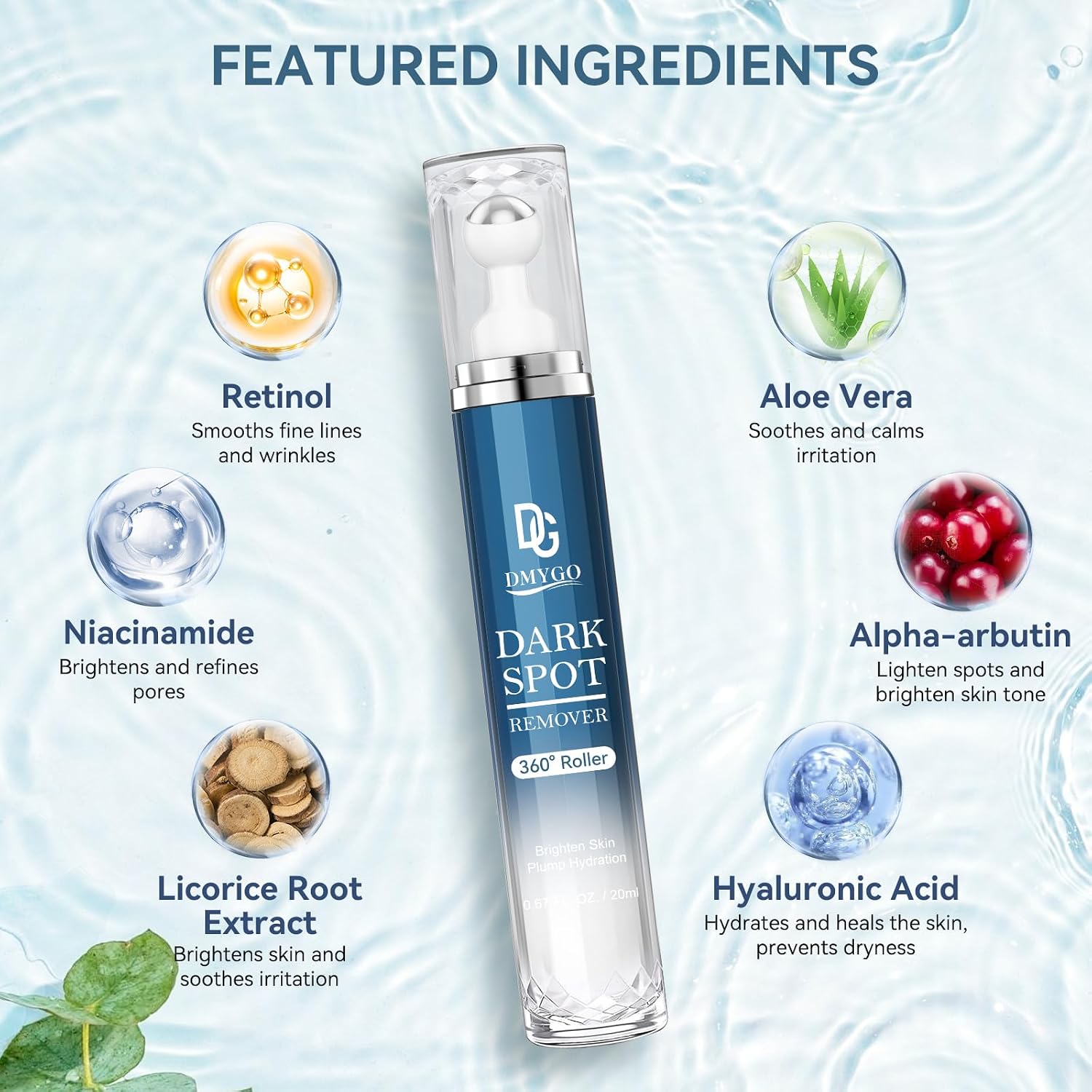 Dark Spot Remover for Face and Body. Dark Spot Corrector Serum. Melasma. Age Spot & Freckles Remover. Skin Care Serum for Uneven Skin Tone with 360° Roller Massage Ball