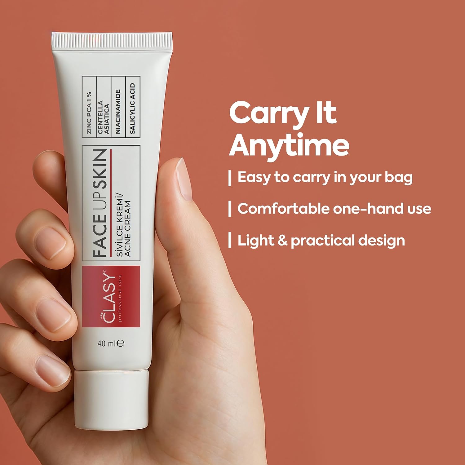 Clasy Care Acne Cream for Face – Spot Treatment for Pimples & Acne Scars – Salicylic Acid & Niacinamide for Scar Removal – Teen & Adult Skincare with Zinc PCA