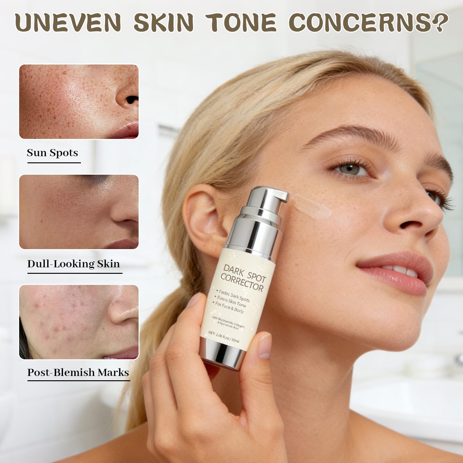 Dark Spot Remover & Corrector Serum with Niacinamide & Hyaluronic Acid - Face & Body Skincare Serum for Uneven Skin Tone. Melasma. Acne Scars & Sun Spots. Anti Aging Skincare for Women & Men. 1.06 oz : Beauty & Personal Care