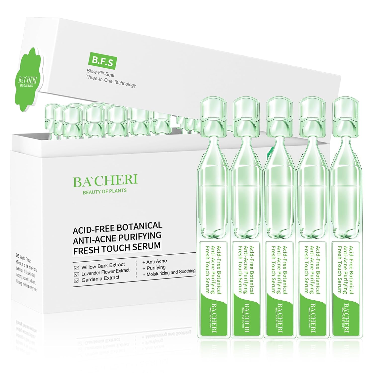 Gentle Botanical Acne Treatment for Face – Acid-Free Spot Facial Serum with Niacinamide & Witch Hazel. Soothes Redness & Controls Breakouts for Sensitive. Oily & Acne-Prone Skin – 1.2 ml × 30 Ampoules