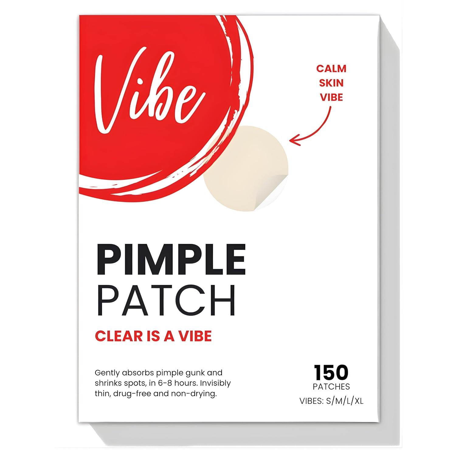 VIBE Pimple Patches for Face – 4 Sizes 150 Count Acne Patches | For Covering Zits + Blesmishes | Spot Stickers with Salicylic Acid. Tea Tree Oil & Calendula | Spot Treatment for Blemishes & Breakouts