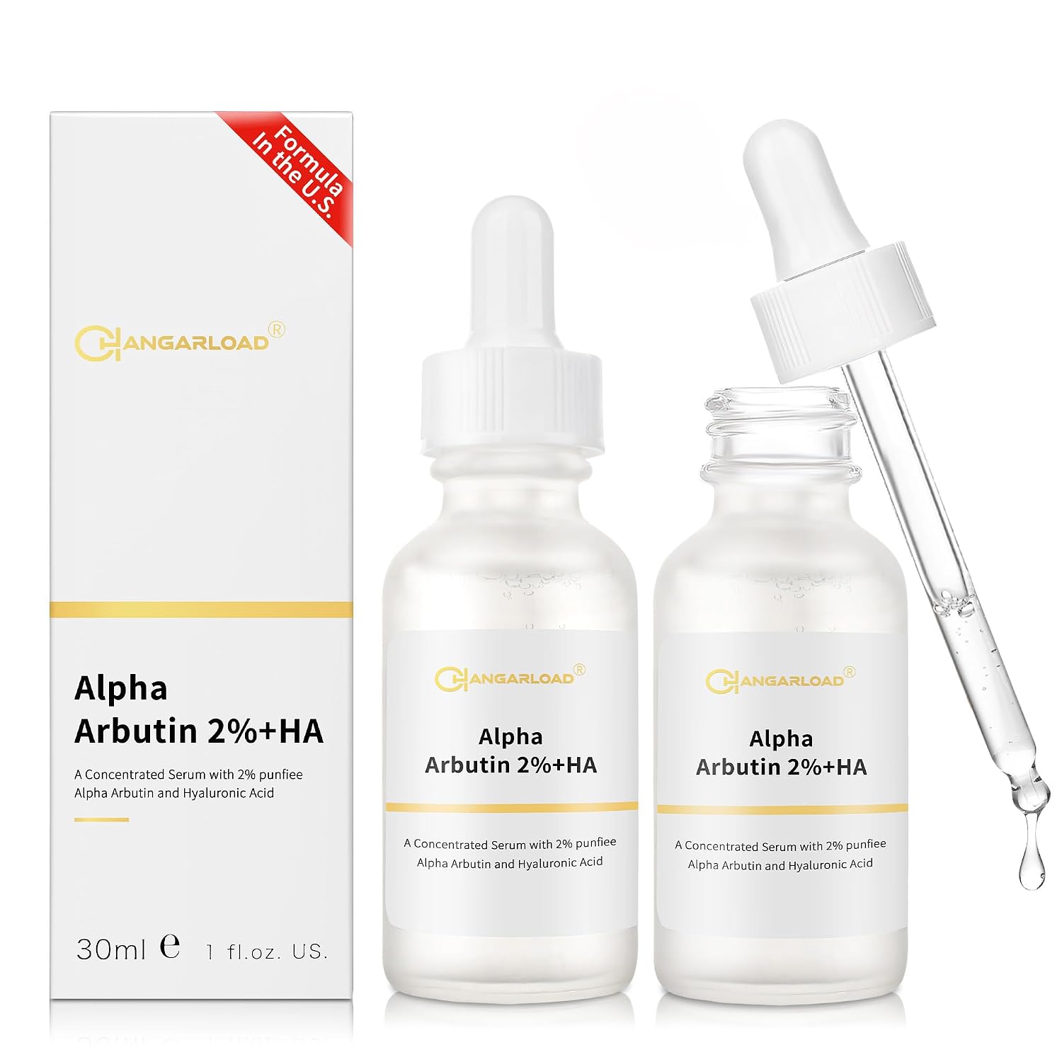 Alpha Arbutin 2% Serum for Dark Spots. Acne Scars. Pore Minimizer. Hydration & Removing Pigmentation - Hyaluronic Acid Serum. 1 Pcs 30 ML