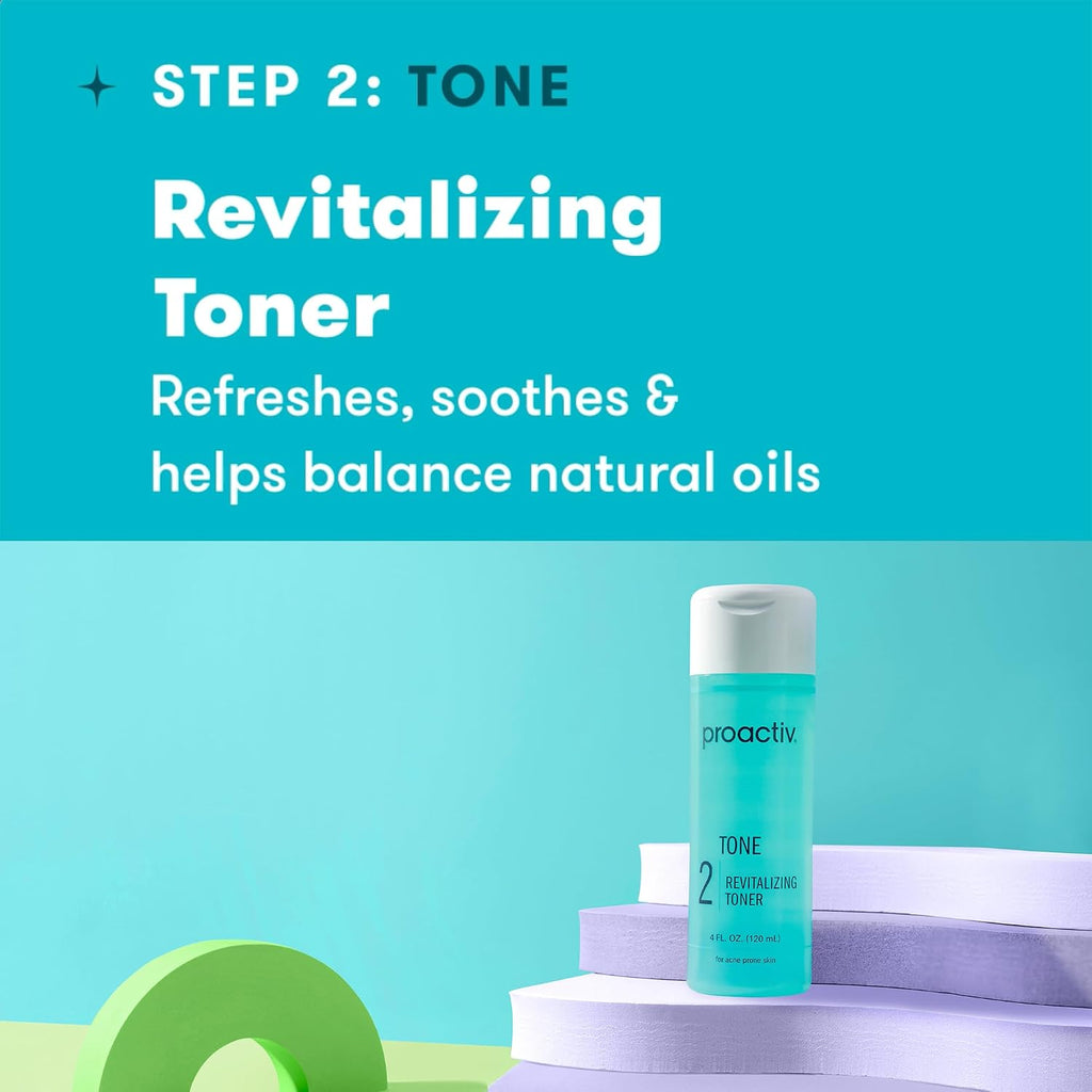 Proactiv 3 Step Acne Treatment - Benzoyl Peroxide Face Wash. Repairing Acne Spot Treatment for Face And Body. Exfoliating Toner - 60 Day Complete Acne Skin Care Kit