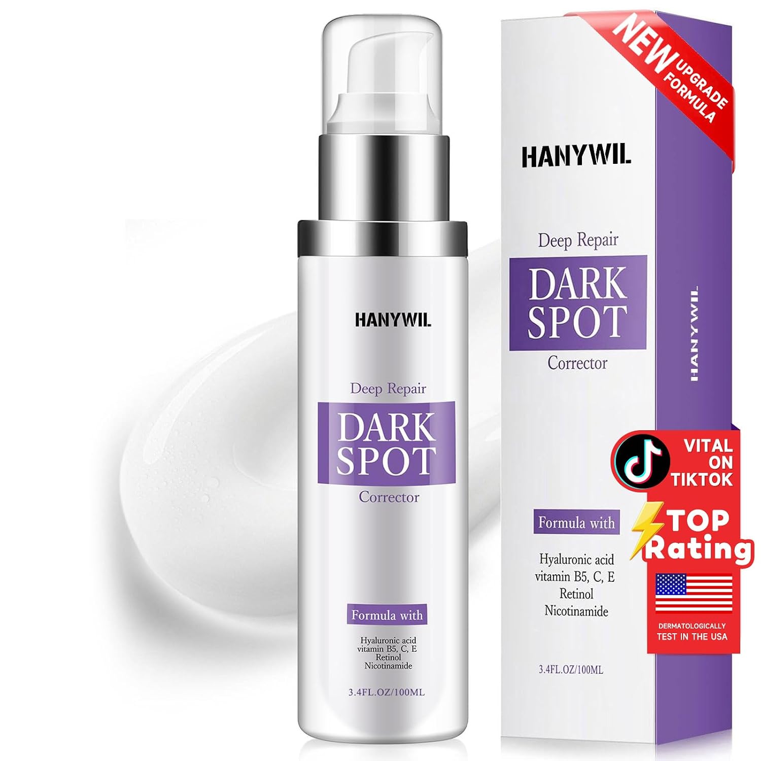 HANYWIL Dark Spot Remover for Face & Body Serum - 2% Retinol + 5% Niacinamide + Vitamin C for Face & Body. Melasma & Hyperpigmentation Treatment.Dermatologist Tested