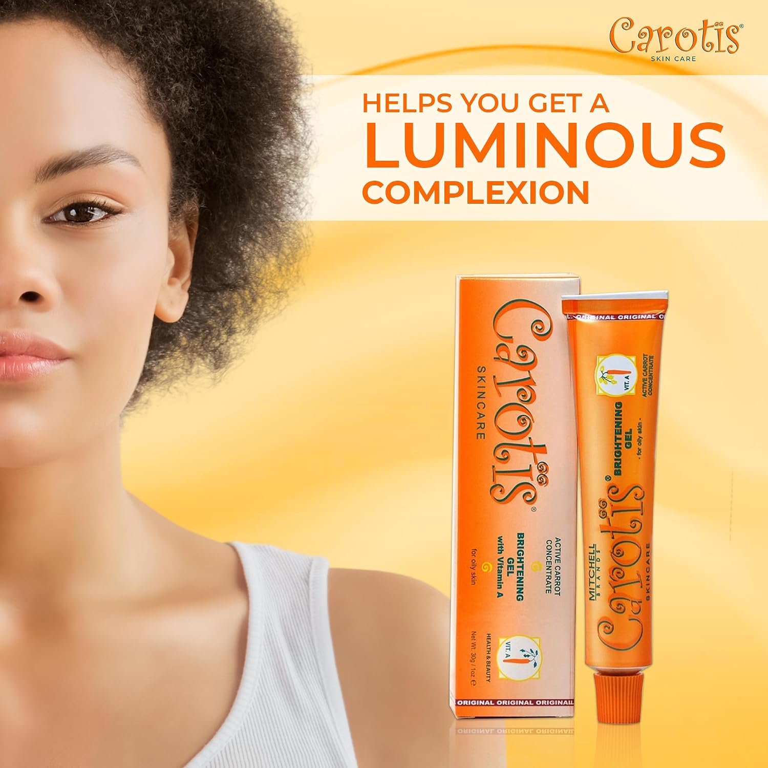 Brightening Gel | 30g / 1 fl oz | Fade Dark Spots on: Face Armpit. Body Knees. Feet. Hands. & Even Out Skin Tone | with Carrot Oil and Alpha Arbutin. For : Beauty & Personal Care