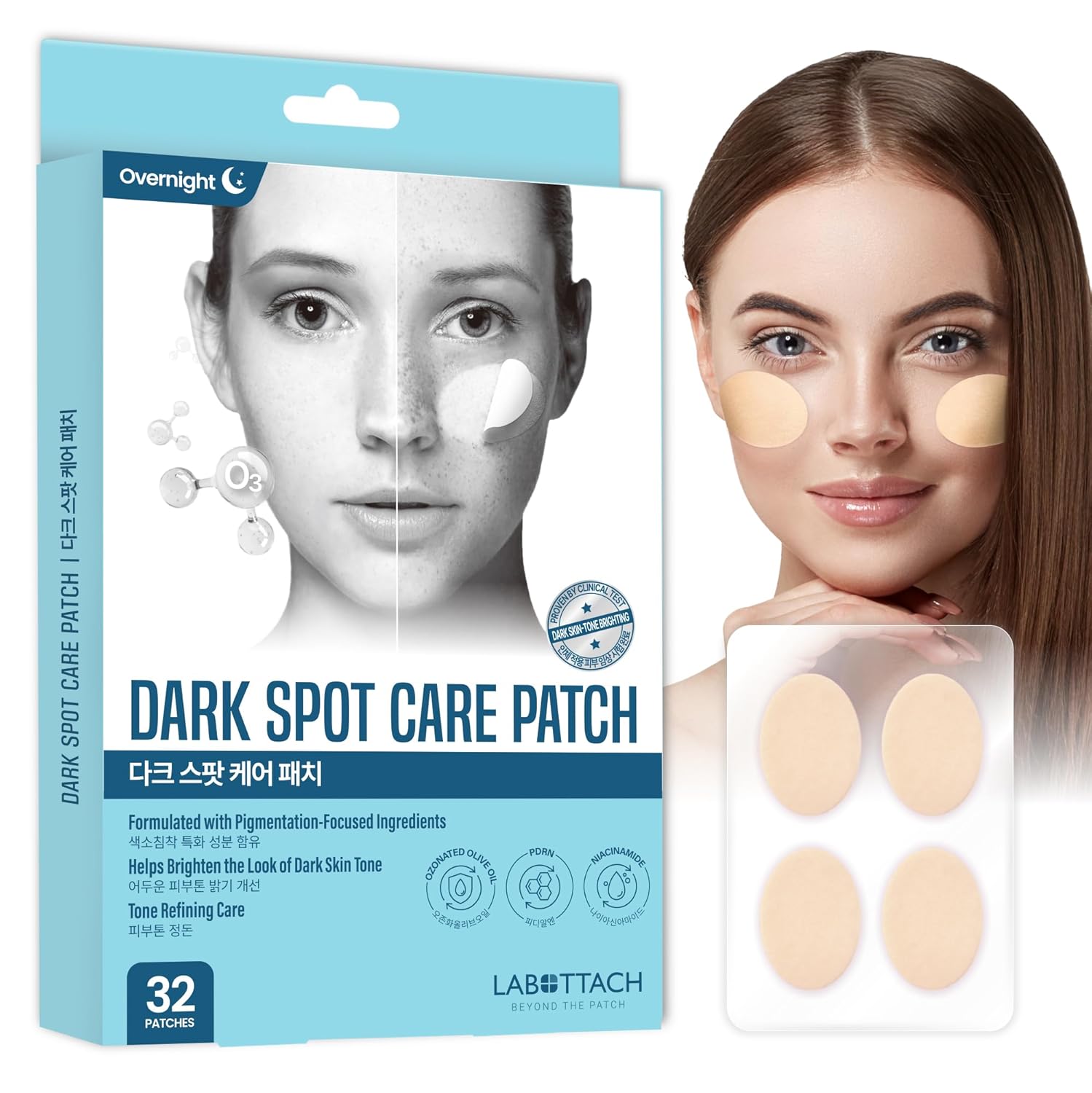 Dark Spot Care Patches – 32pcs | Labottach Korean Skincare Hydrogel Brightening Patch with Ozonated Olive Oil. Niacinamide. Alpha-Arbutin & PDRN | Skin Tone & Spot Care | Home Skin Routine : Beauty & Personal Care