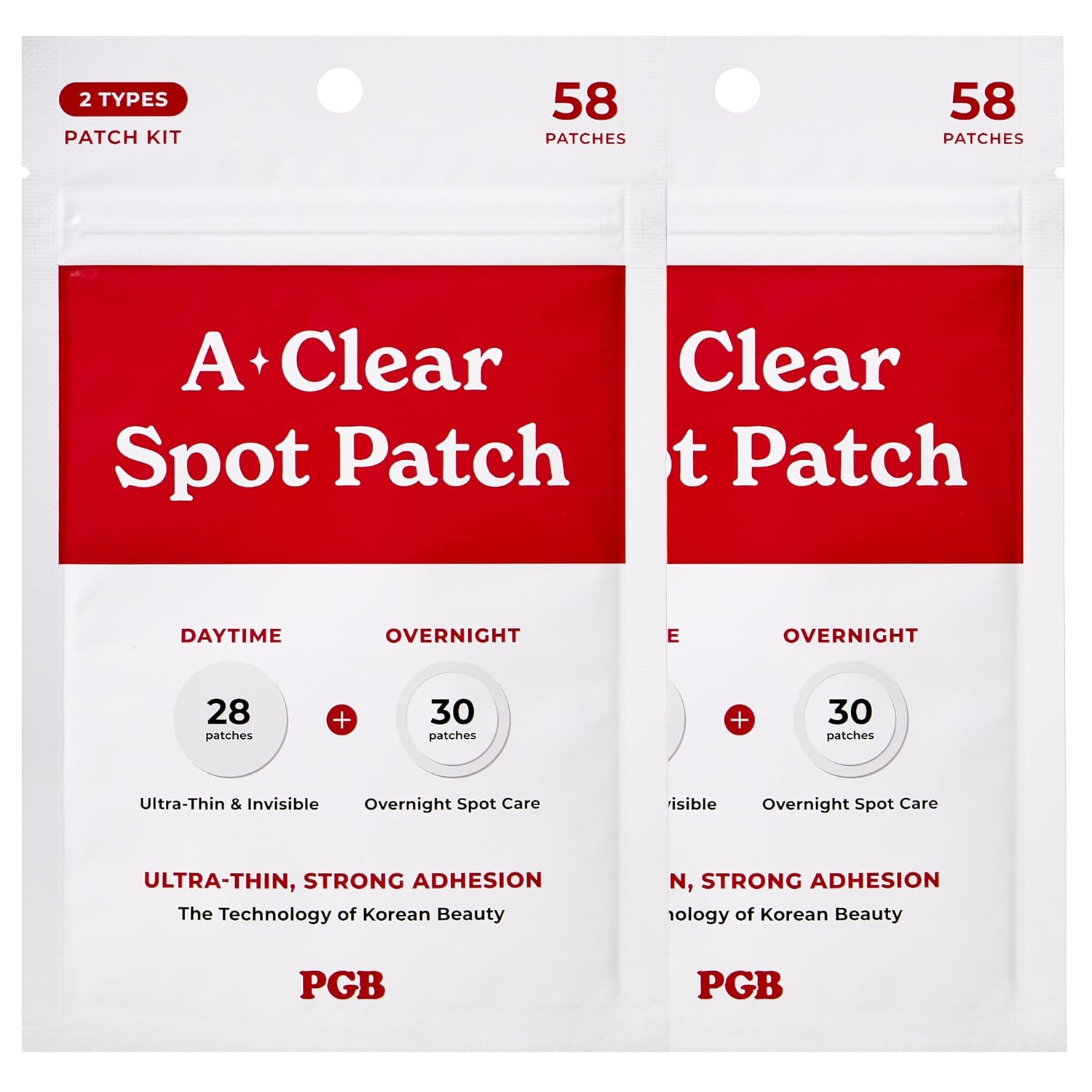 PGB A-CLEAR SPOT Pimple Patches. 3 Sizes – Day & Night Hydrocolloid Acne Patches – Invisible. Absorbs Zits & Blemishes. Korean Skin Care