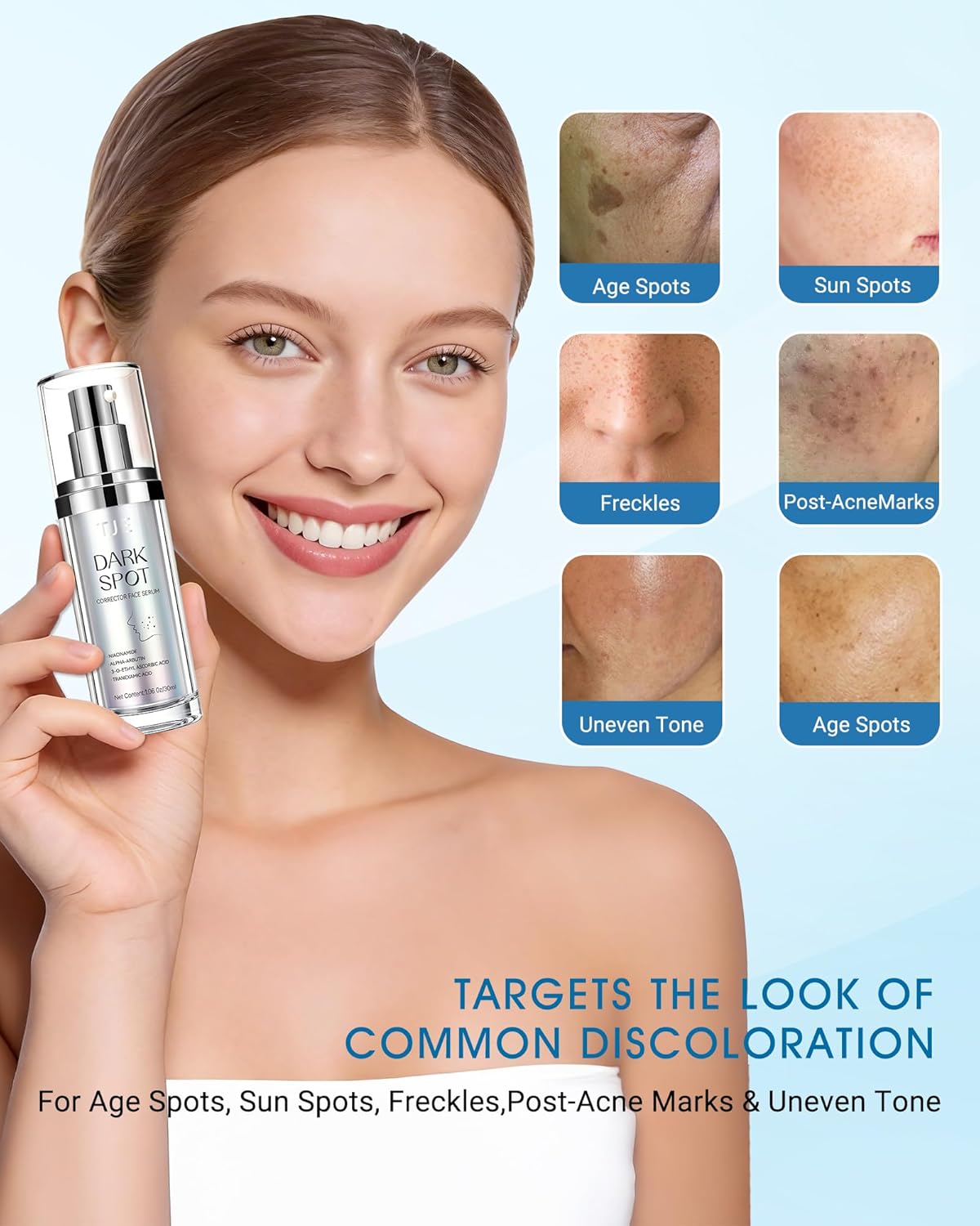 Dark Spot Remover Serum for Face and Body. Brightening Face Serum for Uneven Skin Tone. Sun Spots. Age Spots and Post Acne Marks. Lightweight Daily Skincare for Neck and Hands