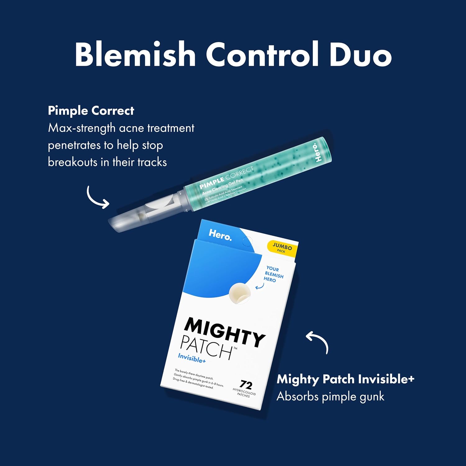Mighty Patch™ Invisible+ Patch – The Barely-There Daytime Hydrocolloid Acne Pimple Patch for Covering Zits and Blemishes. Tapered Edges Designed to Blend Into Skin (72ct)