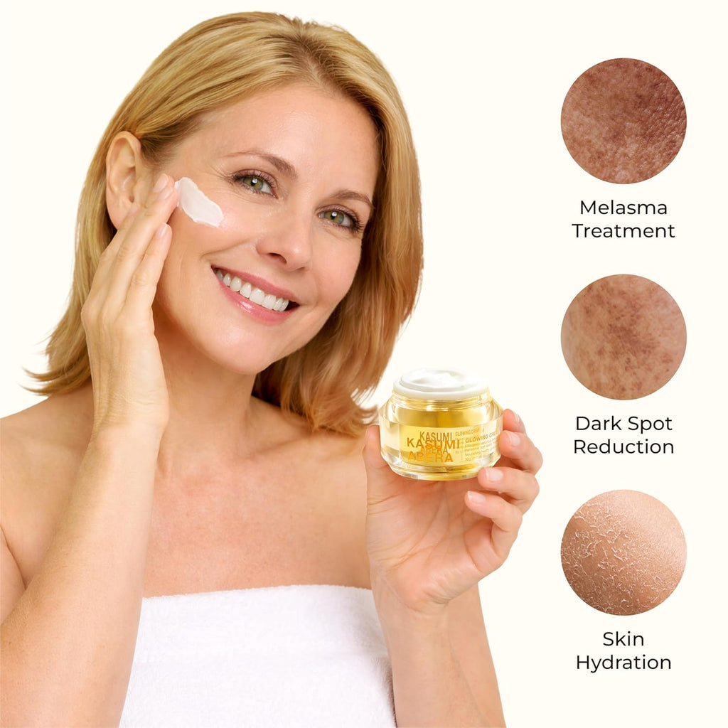 Kasumi Glowing Cream. Melasma Treatment For Face with Niacinamide & HA. Dark Spot Remover. Reduce Fine Lines. Wrinkles. Anti-aging. with Red Ginseng Extract (1.06 Oz Per Item)(Upgraded Version) : Beauty & Personal Care