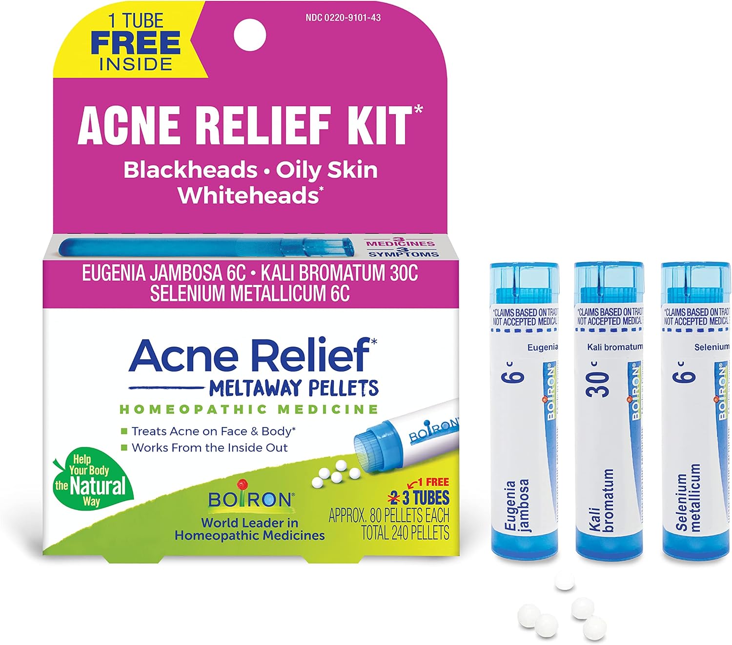 Acne Relief Kit for Blackheads. Oily Skins. Whiteheads on The Face and Body - 3 Count (240 Pellets) : Health & Household
