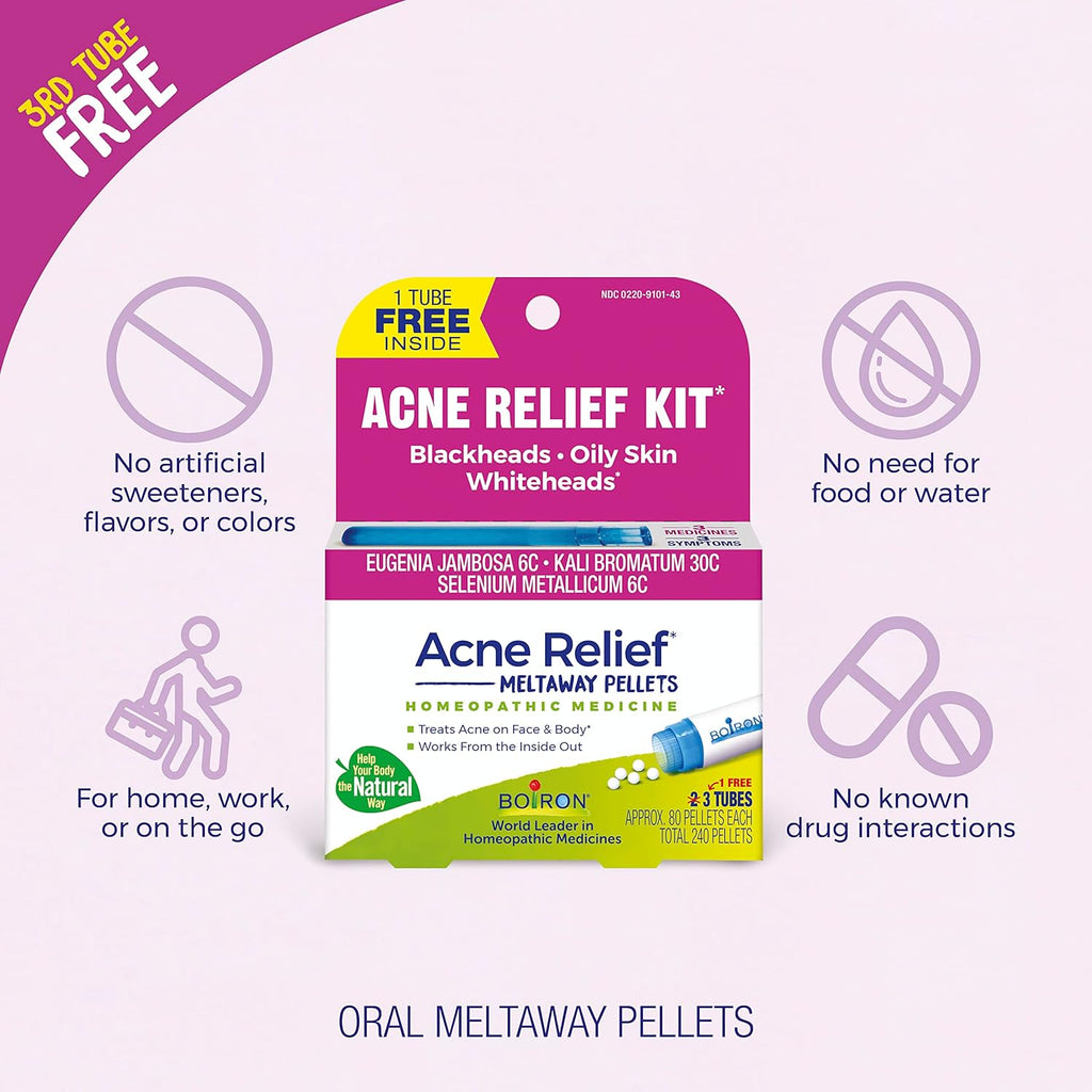 Acne Relief Kit for Blackheads. Oily Skins. Whiteheads on The Face and Body - 3 Count (240 Pellets) : Health & Household