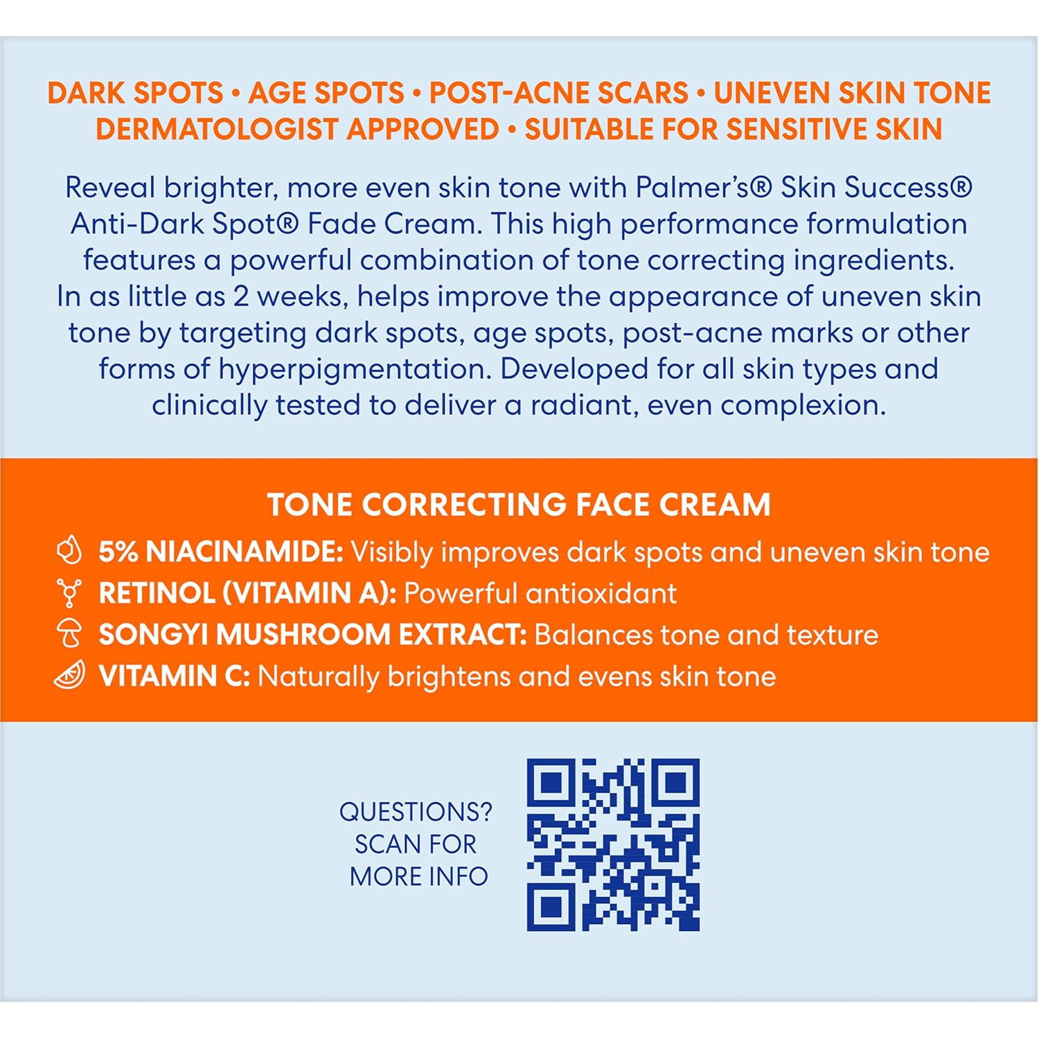 Palmer's Skin Success Anti-Dark Spot Fade Cream with Vitamin E and Niacinamide. for All Skin Types 2.7 Ounce : Beauty & Personal Care