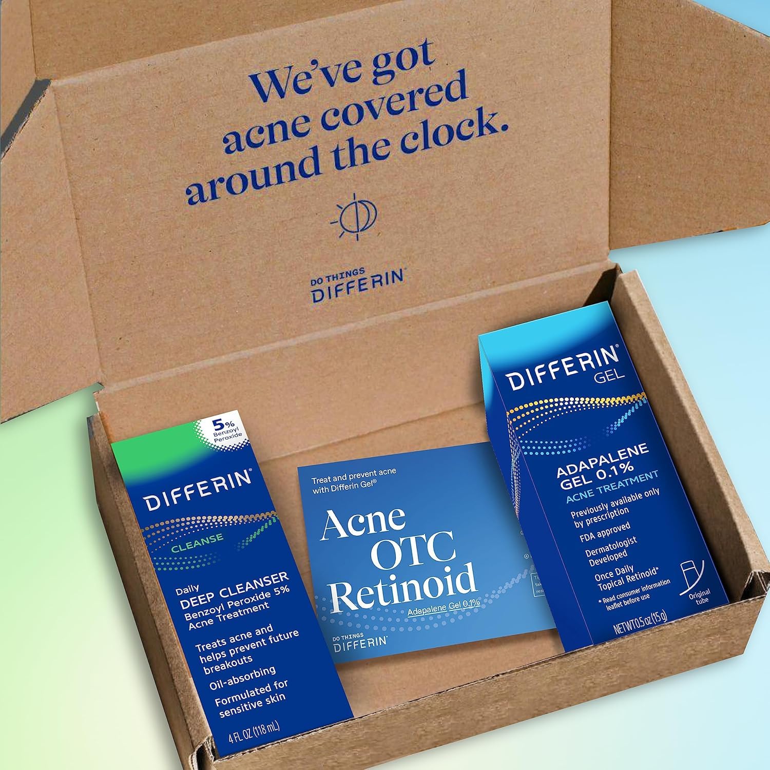 Acne Skin Care Kit. Differin Gel Retinoid Acne Treatment for Face with 0.1% Adapalene & 5% Benzoyl Peroxide Face Wash & Body Wash. Designed for Pimple and Acne Prone Skin