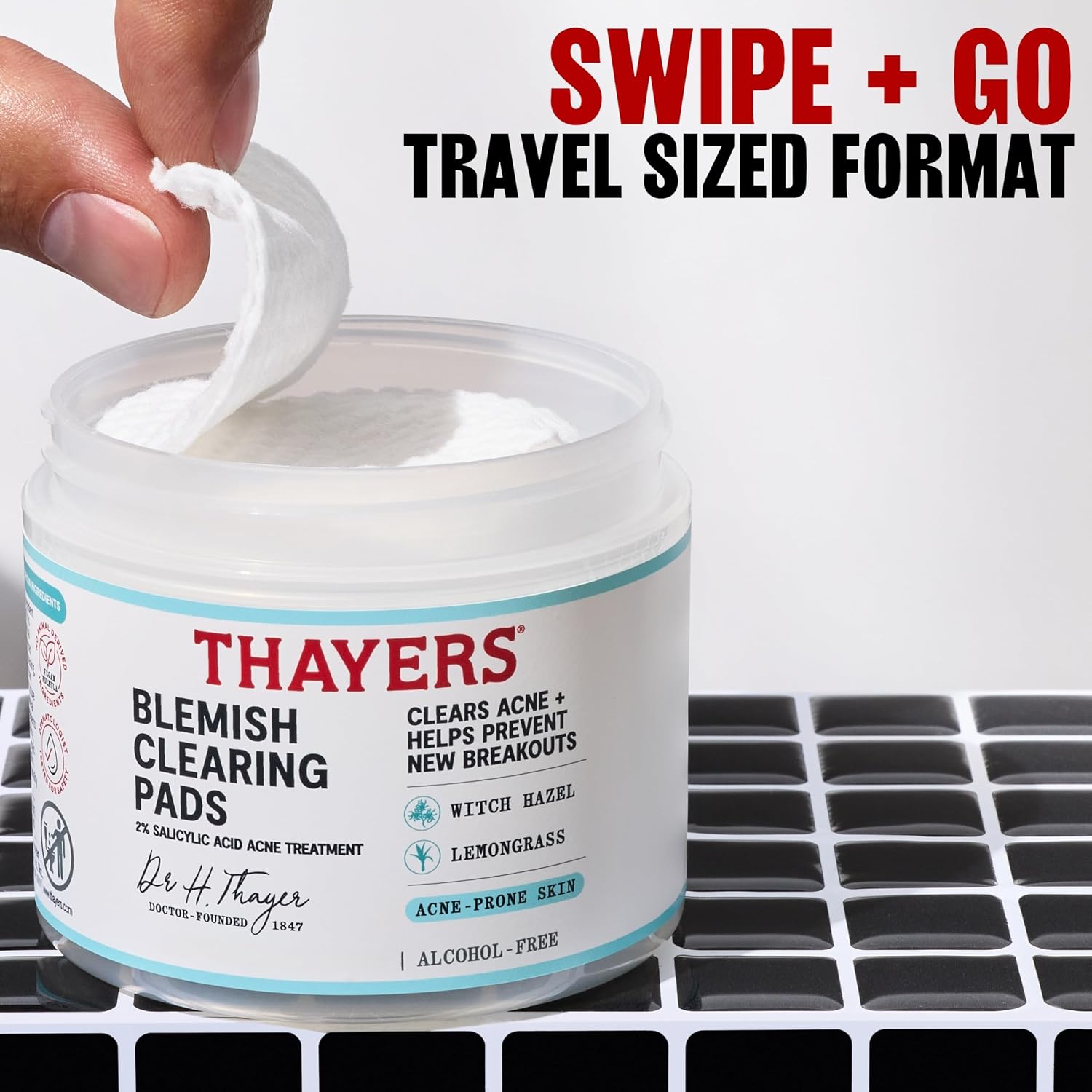 Thayers Blemish Clearing Acne Pads. Salicylic Acid Acne Treatment for Face. Pore Reducing. Exfoliating. and Soothing Skincare. Witch Hazel Toner Pads. 60 Ct