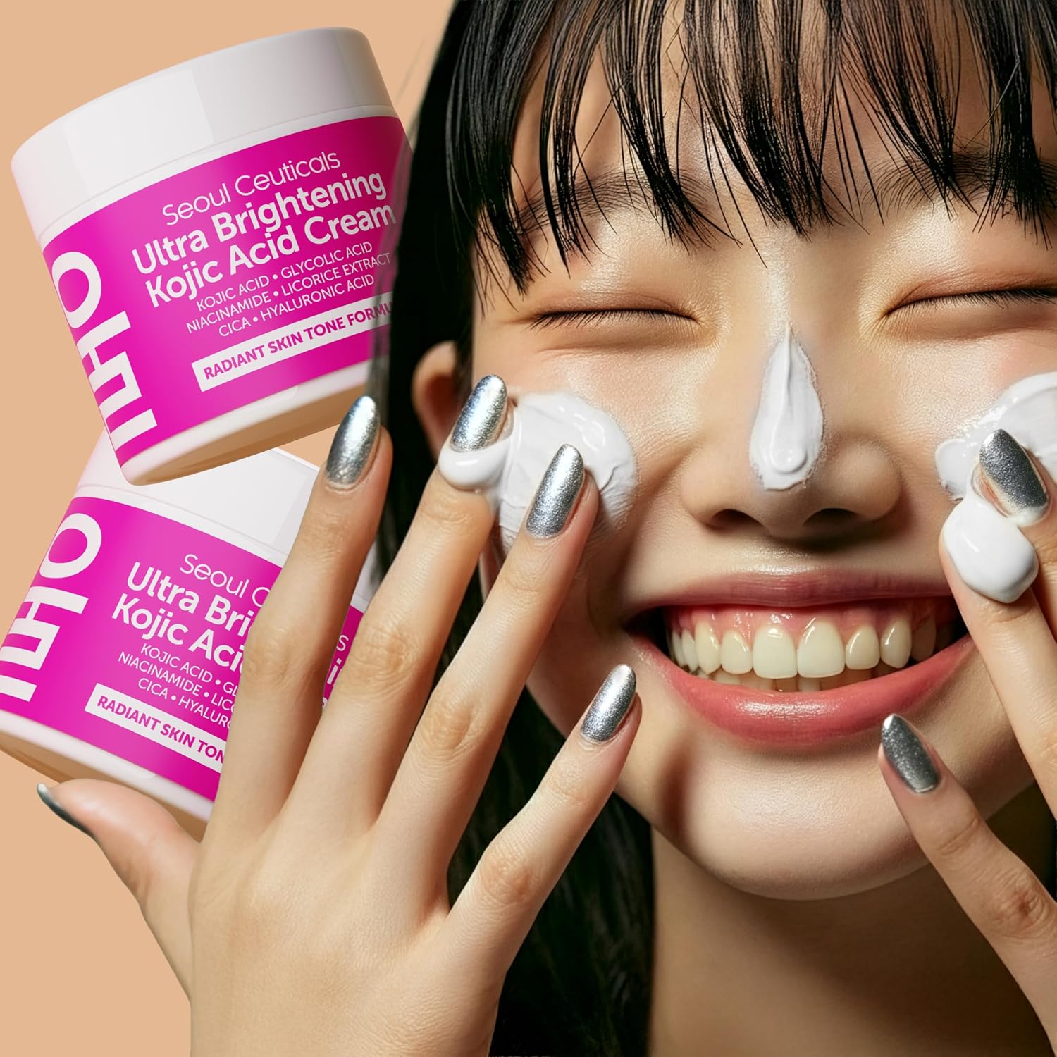 SeoulCeuticals Korean Kojic Acid Cream Dark Spot Remover - Also Contains Glycolic Acid. Niacinamide. Licorice Extract. Cica. Hyaluronic Acid 2oz : Beauty & Personal Care