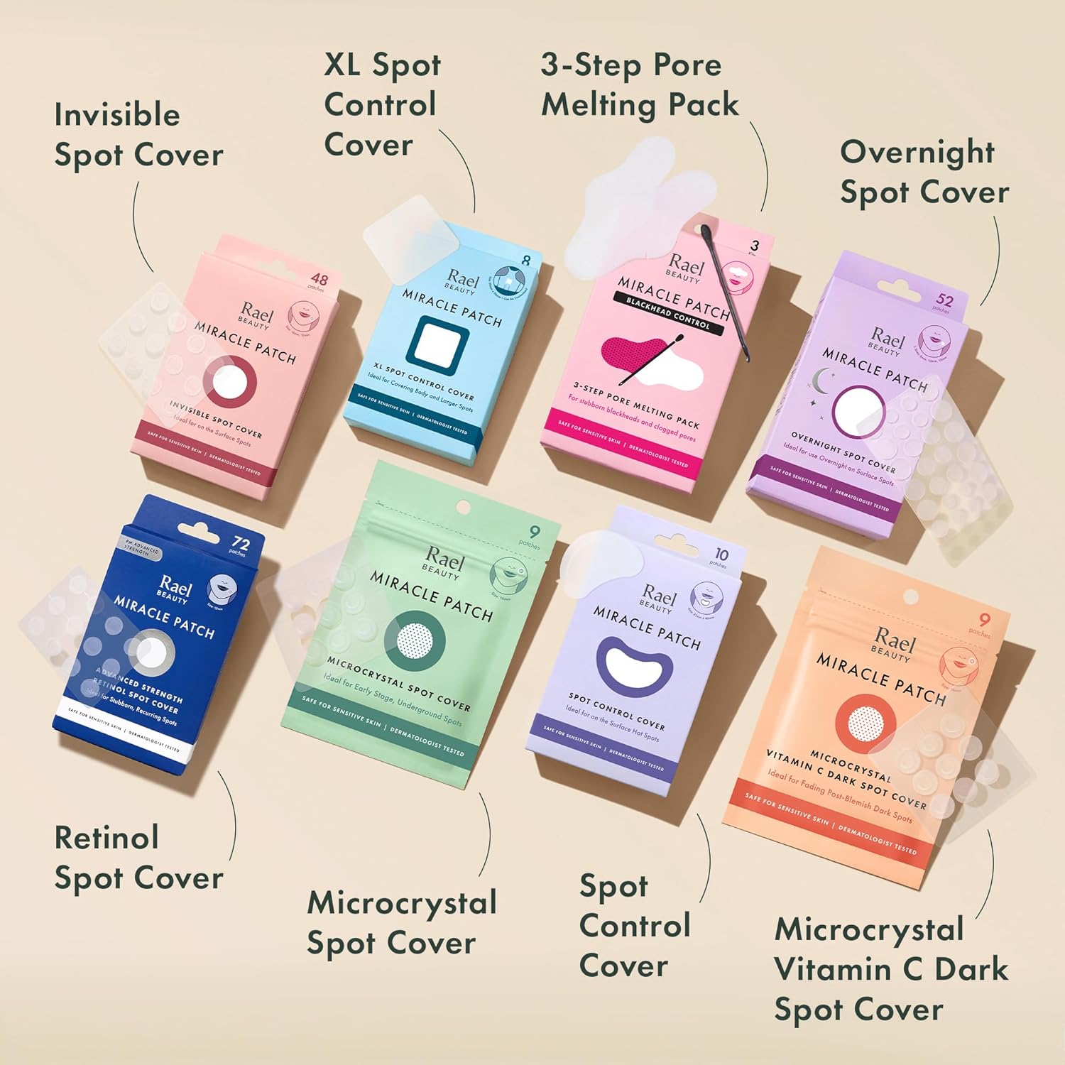 Rael Pimple Patches. Miracle Invisible Spot Cover - Hydrocolloid Acne Pimple Patch. Absorbs Zits & Blemish. Korean Skin Care. 2 Sizes (96 Count) : Beauty & Personal Care