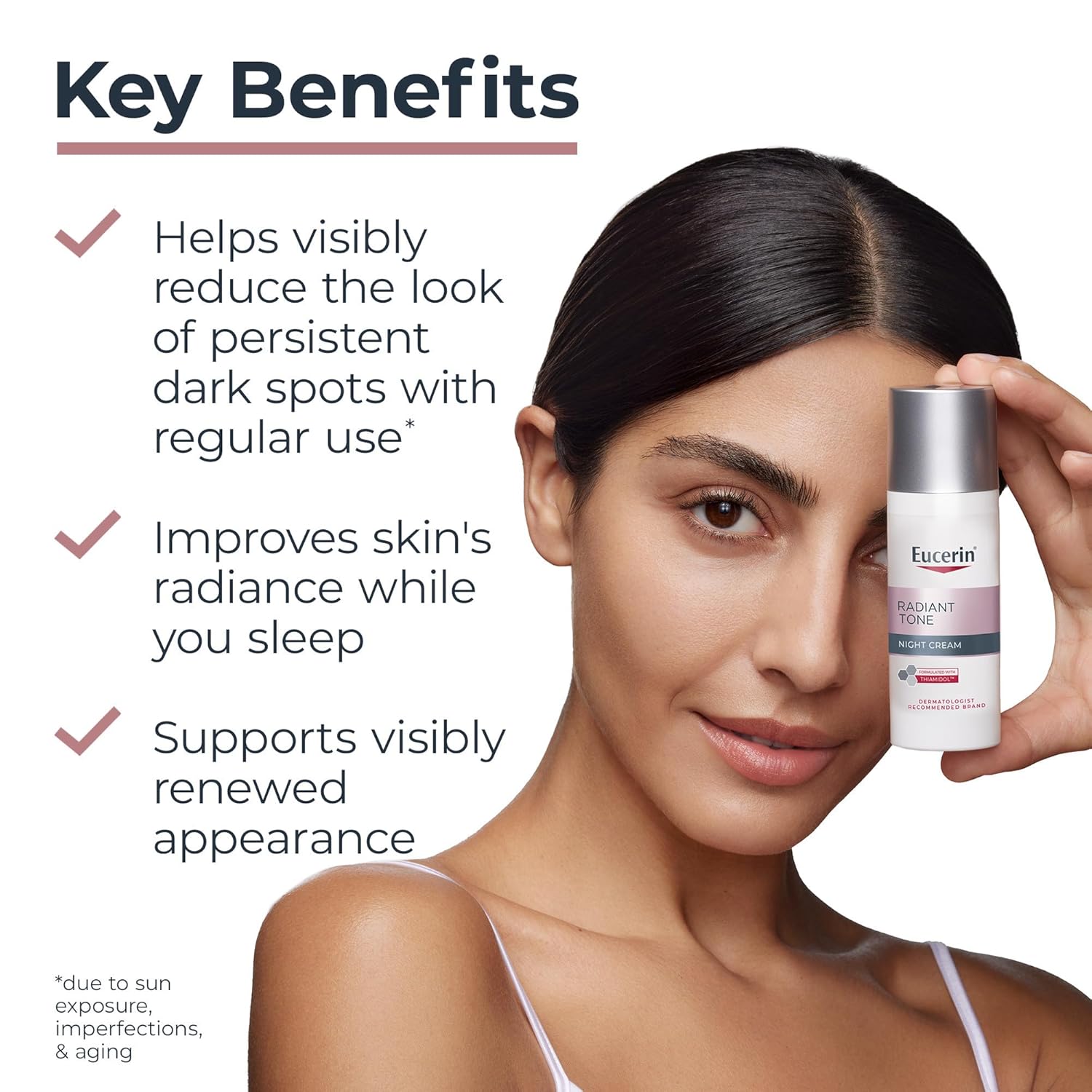 Eucerin Radiant Tone Night Cream. Dark Spot Corrector with Thiamidol. Night Moisturizer for Face. All Skin Types. 1.7 Oz Bottle : Beauty & Personal Care