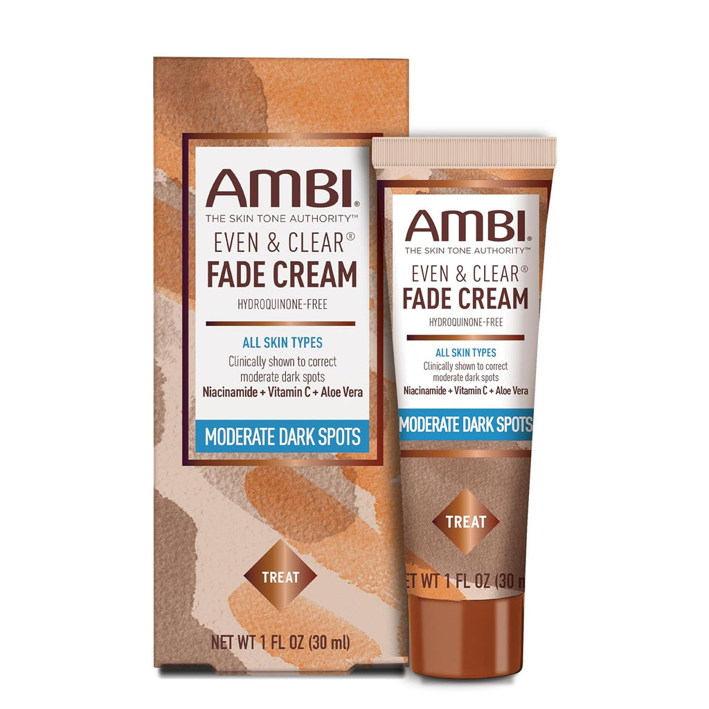 Ambi Even & Clear Fade Cream. Hydroquinone-free. Hyperpigmentation Treatment. Dark Spot Corrector. Results In As Little As 4 Weeks. Niacinamide. Aloe Vera. Vitamin C. 1 Fl Oz : Beauty & Personal Care