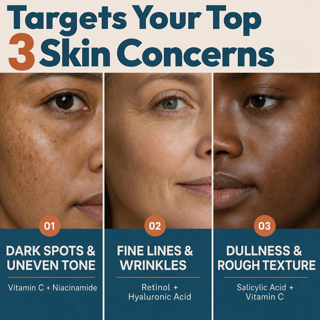 Eva Naturals Vitamin C Serum for Face – Anti Aging Dark Spot Remover & Corrector with Retinol. Hyaluronic Acid. Niacinamide & Salicylic Acid
